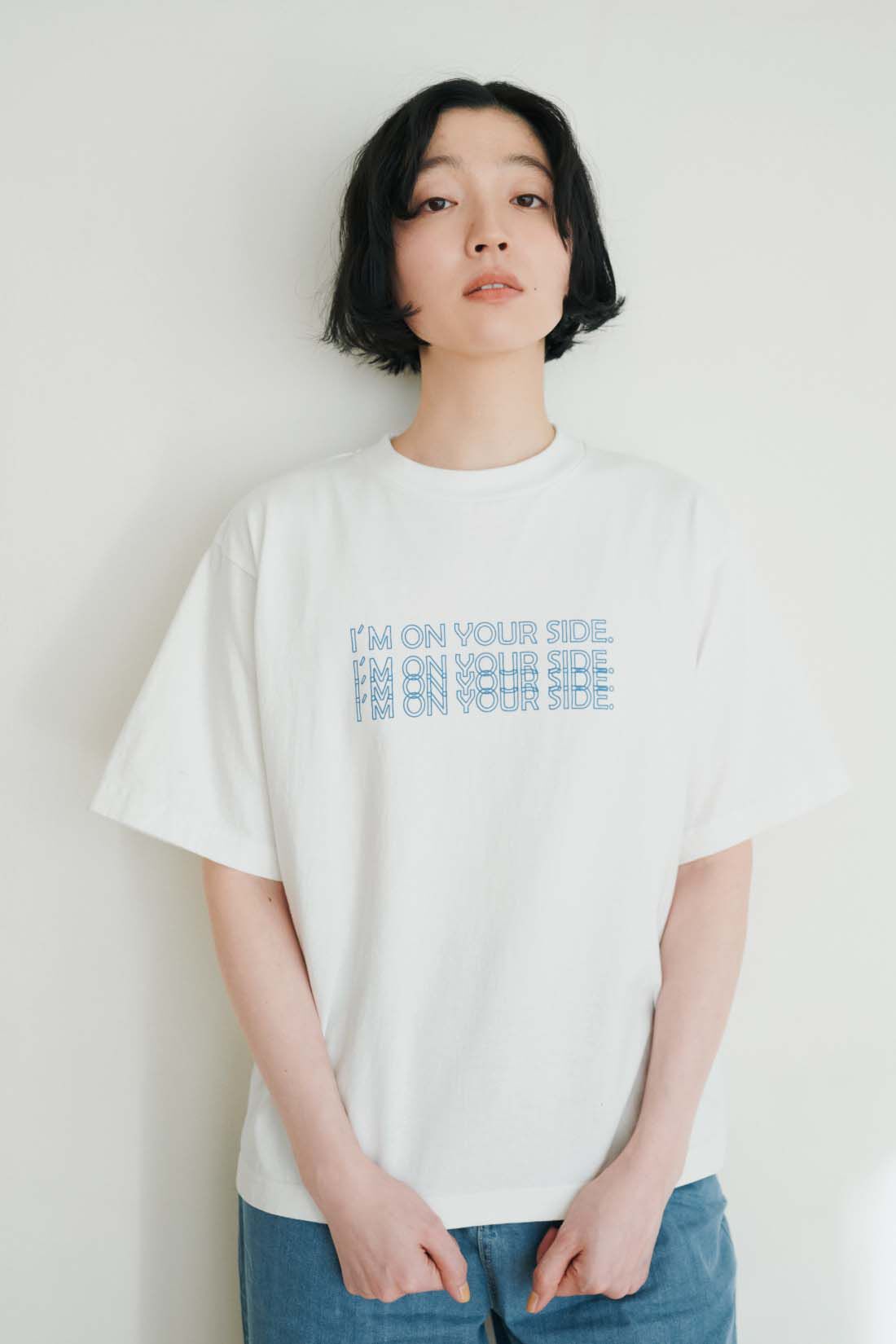 THREE FIFTY STANDARD|THREE FIFTY STANDARD　丸胴仕様のロゴプリントＴシャツ〈オフホワイト〉
