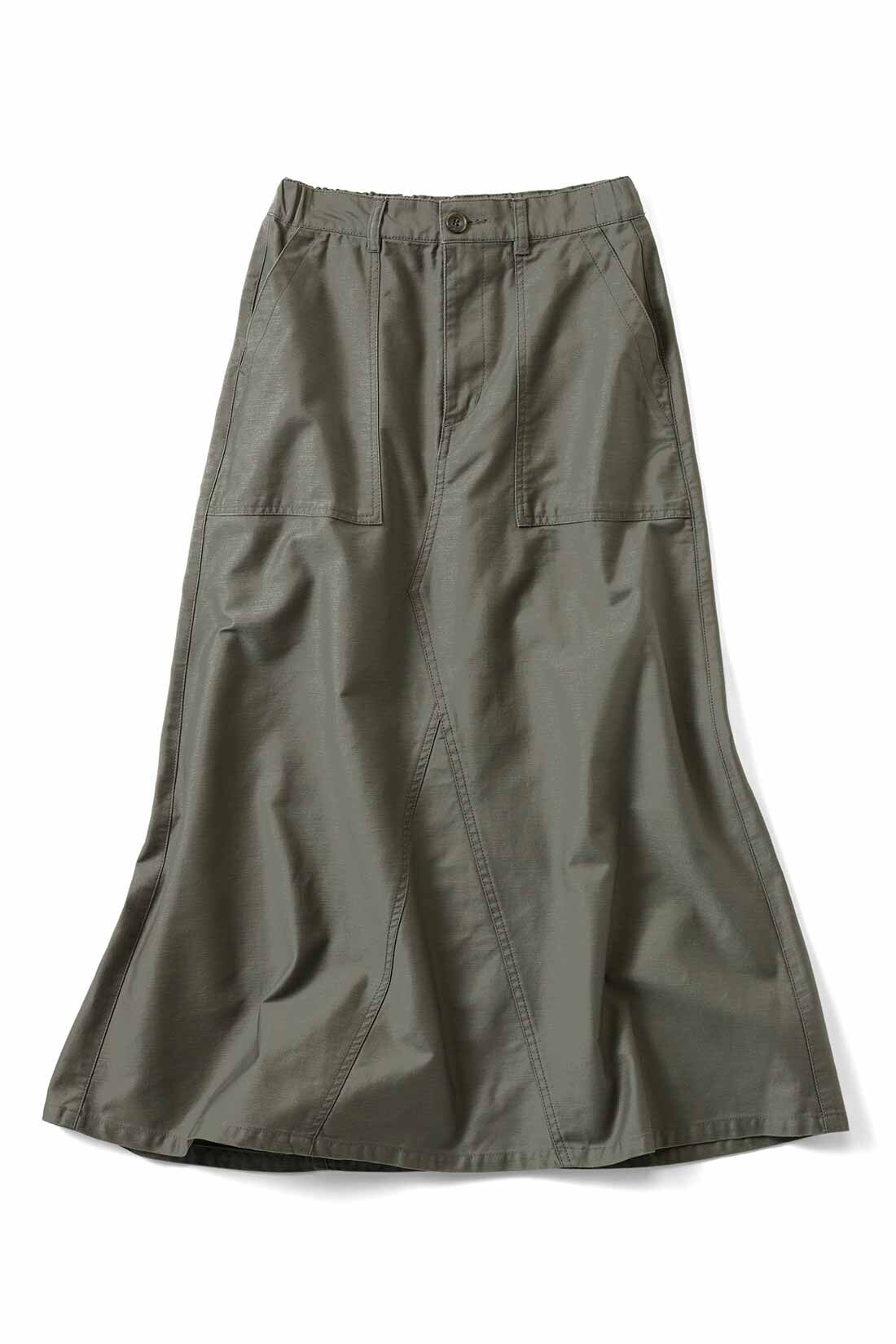 THREE FIFTY STANDARD|THREE FIFTY STANDARD バックサテンのミリタリースカート〈ミリタリーグレー〉