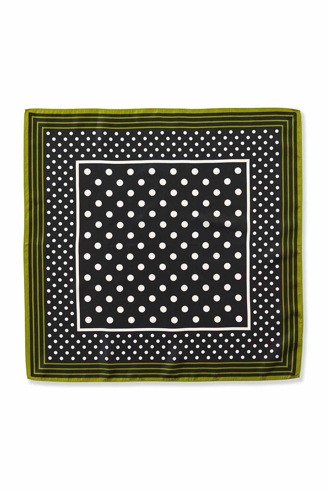 THREE FIFTY STANDARD|THREE FIFTY STANDARD ドット柄のシルクスカーフ〈ブラック〉|約53cm×53cm