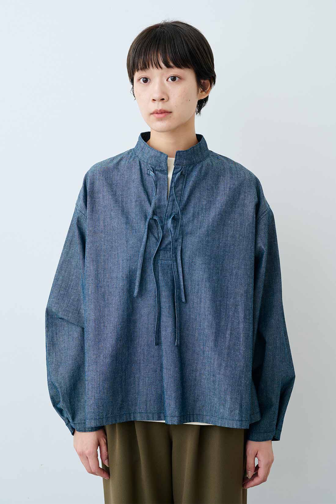 THREE FIFTY STANDARD|THREE FIFTY STANDARD　リボンデザインのデニムプルオーバー