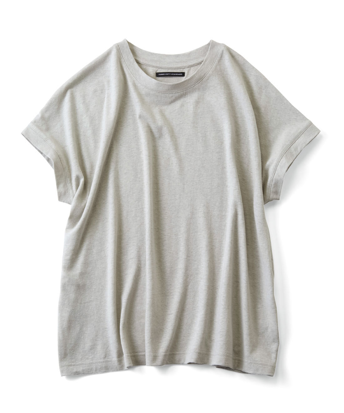 THREE FIFTY STANDARD［スリーフィフティースタンダード］|THREE FIFTY STANDARD　麻混天じくのフレンチスリーブTシャツ〈ライトグレー〉