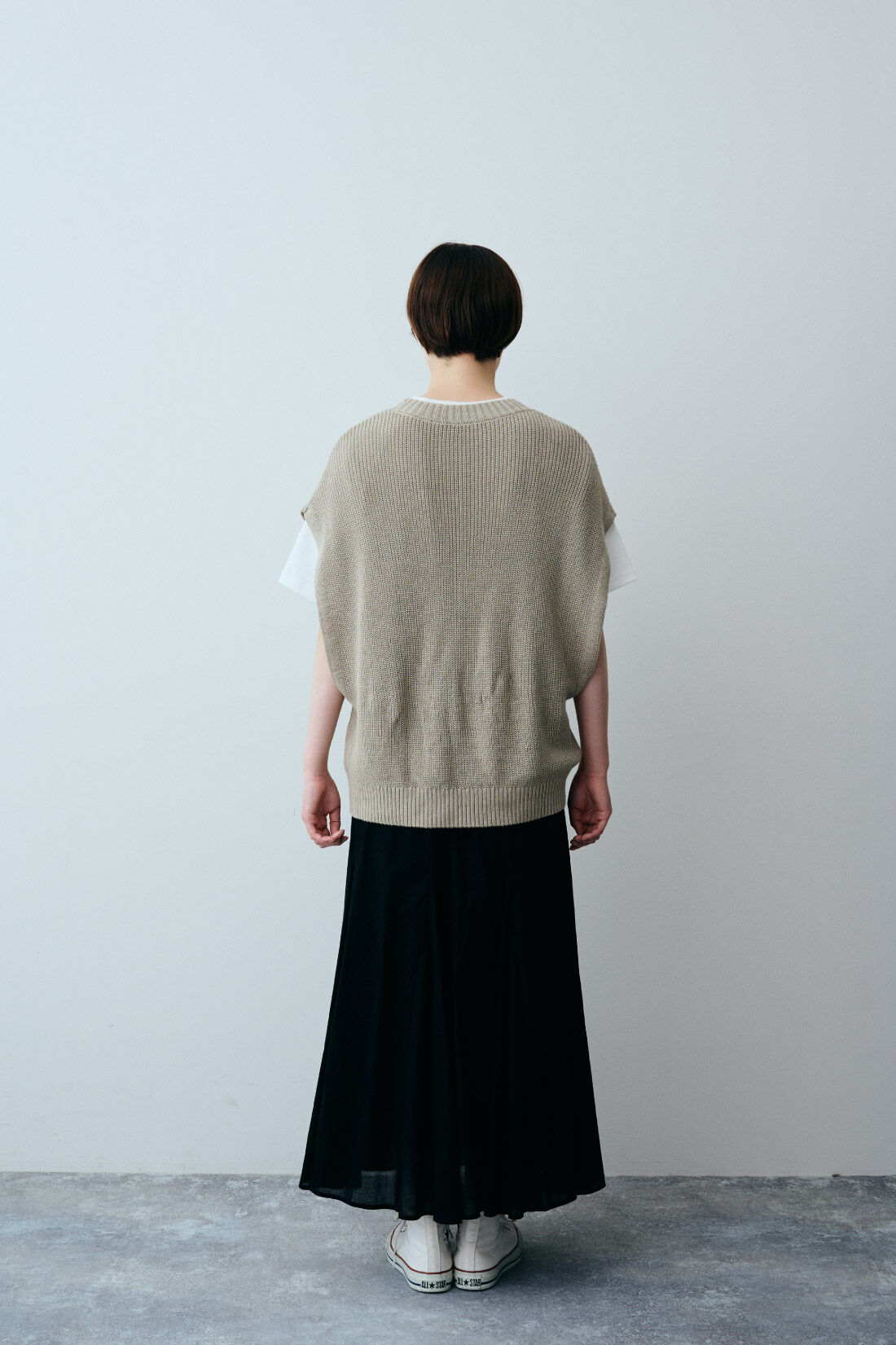 THREE FIFTY STANDARD|THREE FIFTY STANDARD 畦編みベスト〈グレージュ〉