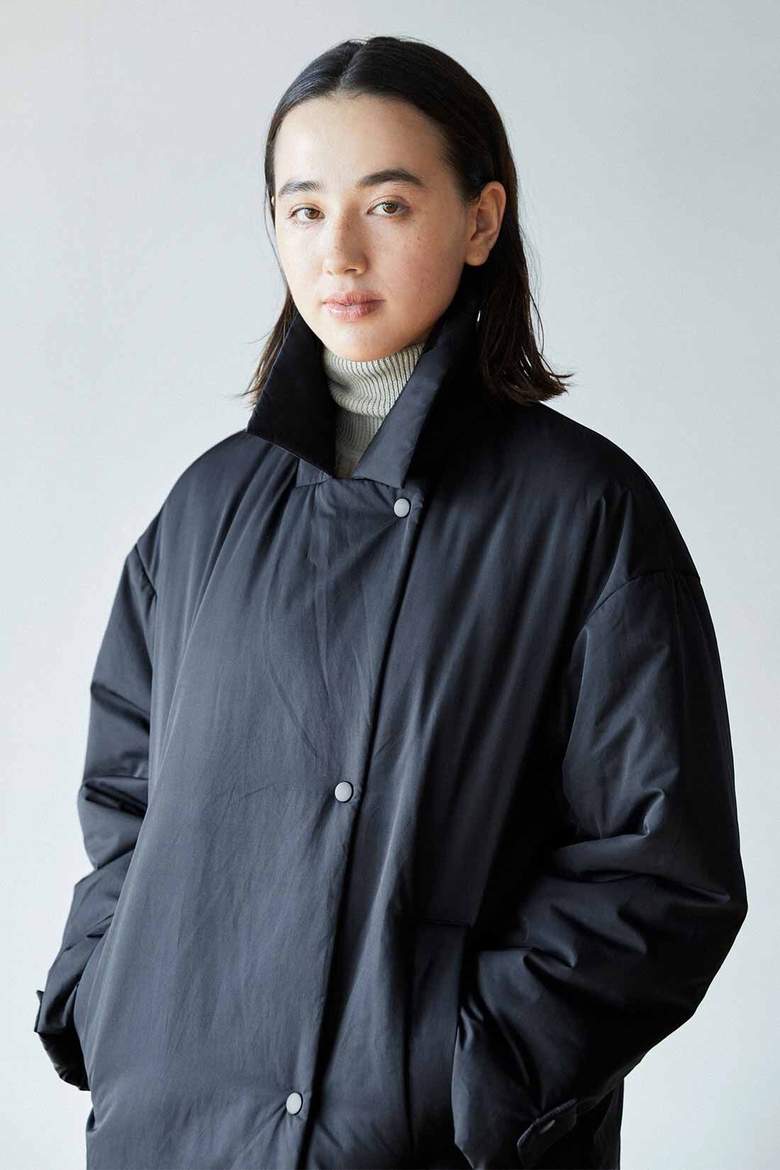 THREE FIFTY STANDARD|THREE FIFTY STANDARD ワンサイドスナップ中わたジャケット〈ブラック〉