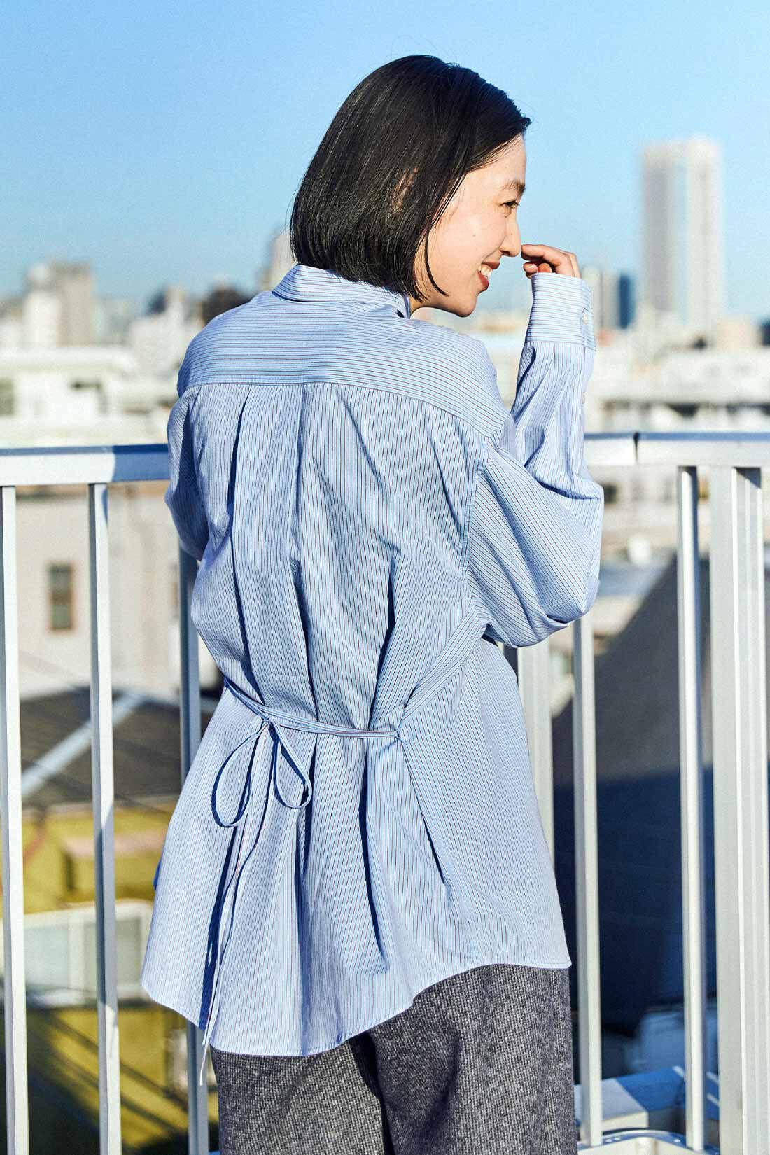 THREE FIFTY STANDARD|THREE FIFTY STANDARD　小谷 実由さんと作った ピッチや色にこだわった ストライプのシャツ〈ブルー〉