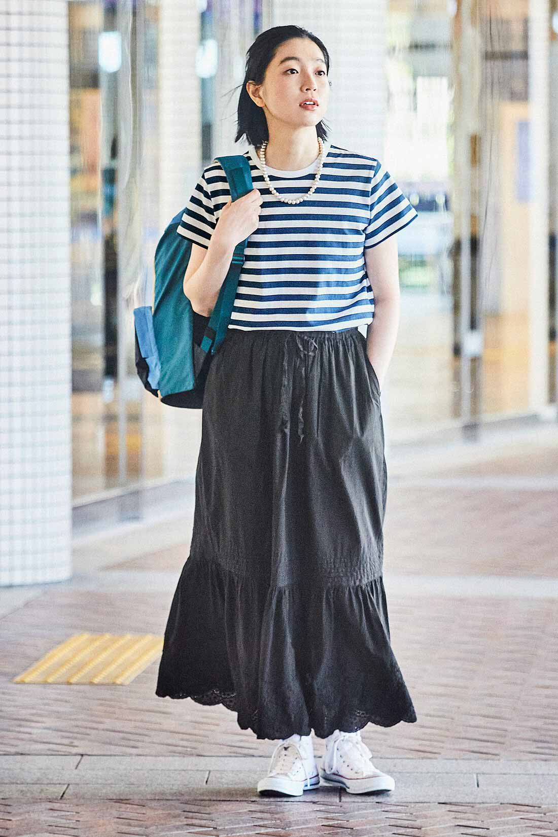 THREE FIFTY STANDARD|THREE FIFTY STANDARD コットンレースのスカート〈ブラック〉