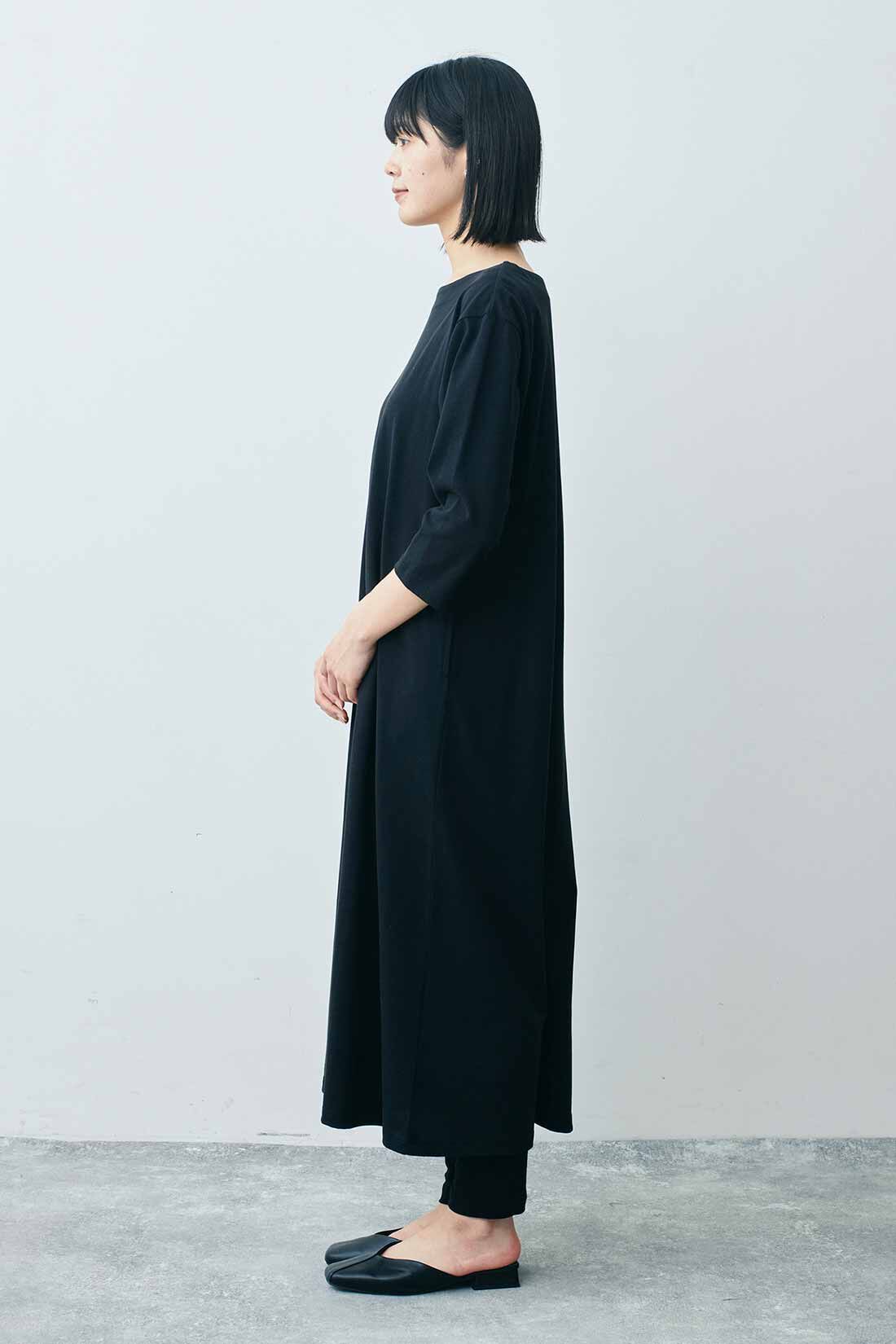 THREE FIFTY STANDARD|THREE FIFTY STANDARD やわらかな風合いのフライス編みレギンスの会|モデル身長：163cm 着用サイズ：M