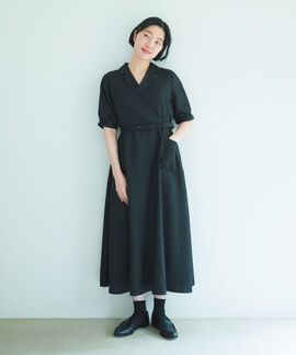 THREE FIFTY STANDARD | 小谷 実由さんコラボ 共ベルト付き ワンピース 〈ブラック〉