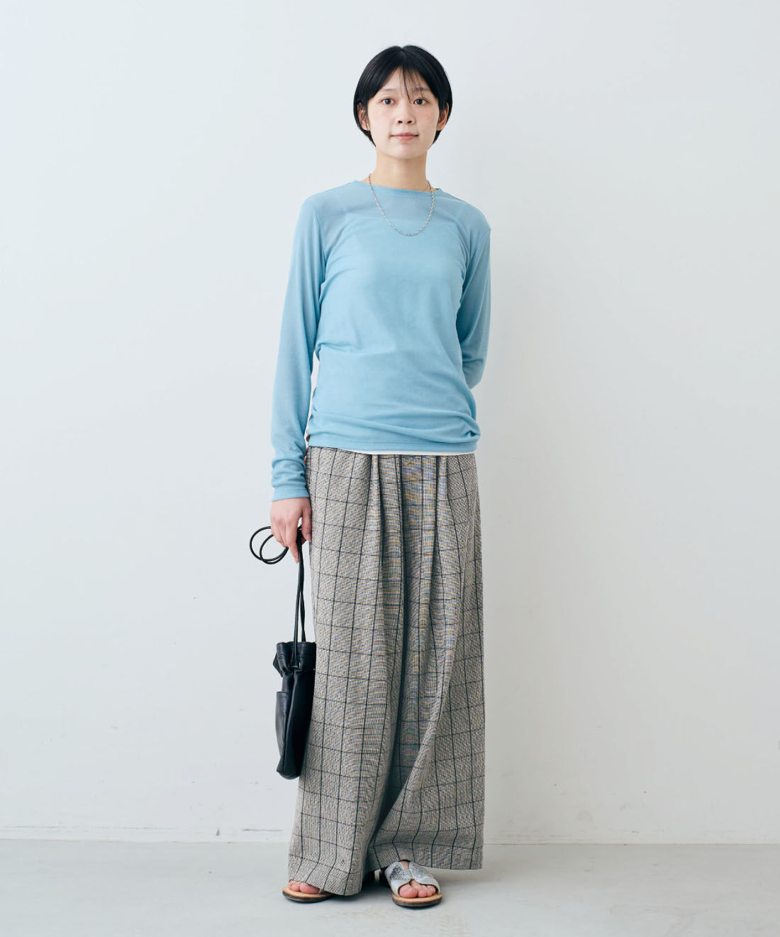 THREE FIFTY STANDARD|THREE FIFTY STANDARD　やわらかなフィット感のベア天じくブラキャミソールの会|モデル身長：163cm　着用サイズ：M