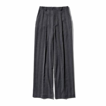 ヘリンボーン素材のワイドパンツ〈チャコールグレー〉