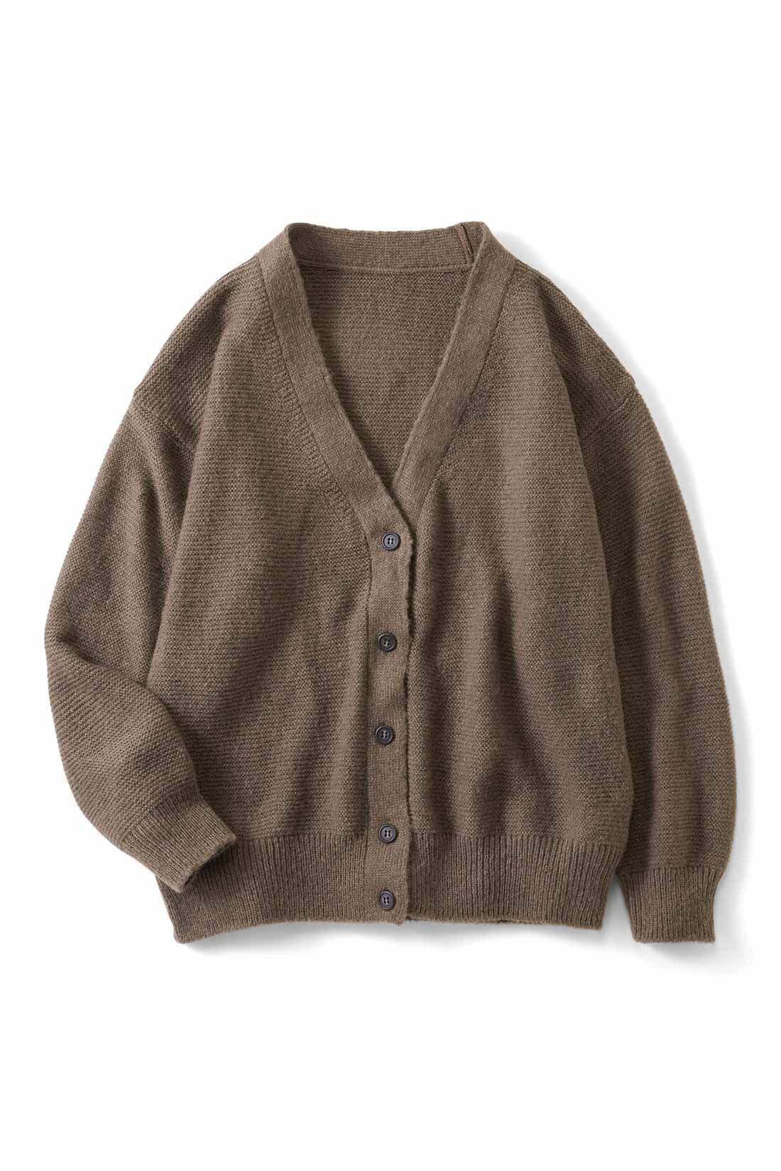 THREE FIFTY STANDARD|THREE FIFTY STANDARD 金子敦子さんと作った ガーター編みがポイントのゆるっとカーディガン〈ブラウン〉