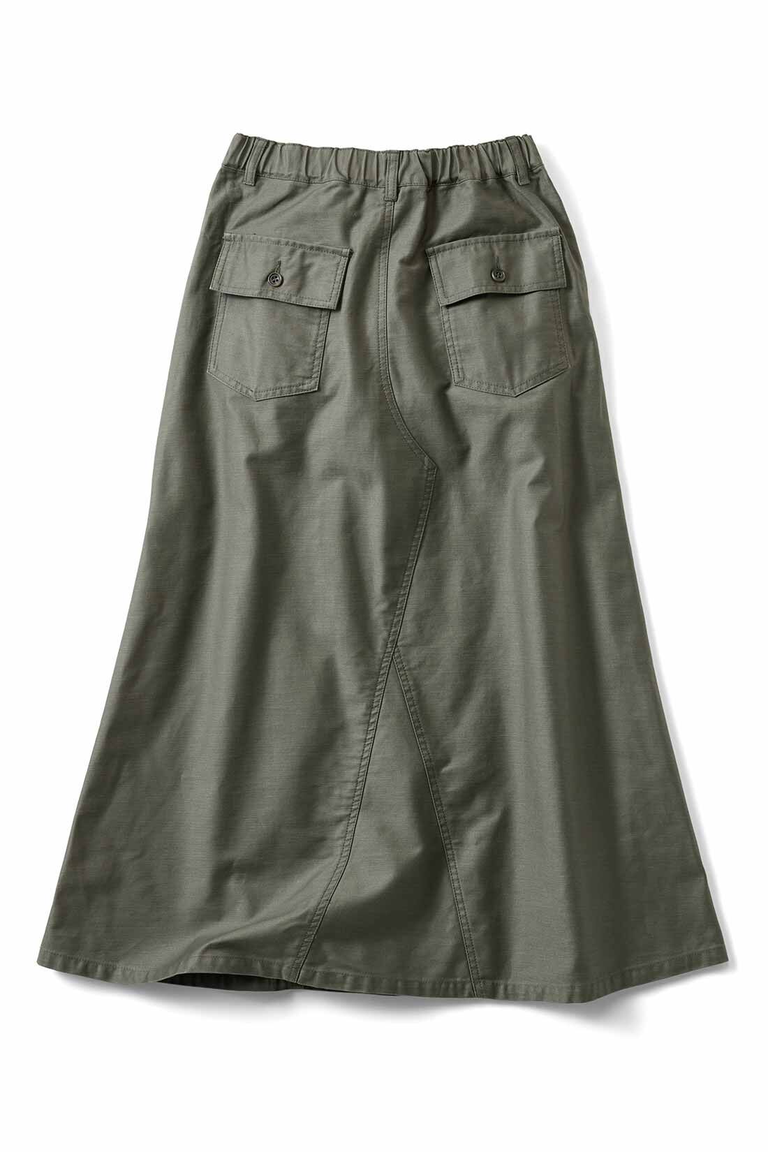 THREE FIFTY STANDARD|THREE FIFTY STANDARD バックサテンのミリタリースカート〈ミリタリーグレー〉|BACK
