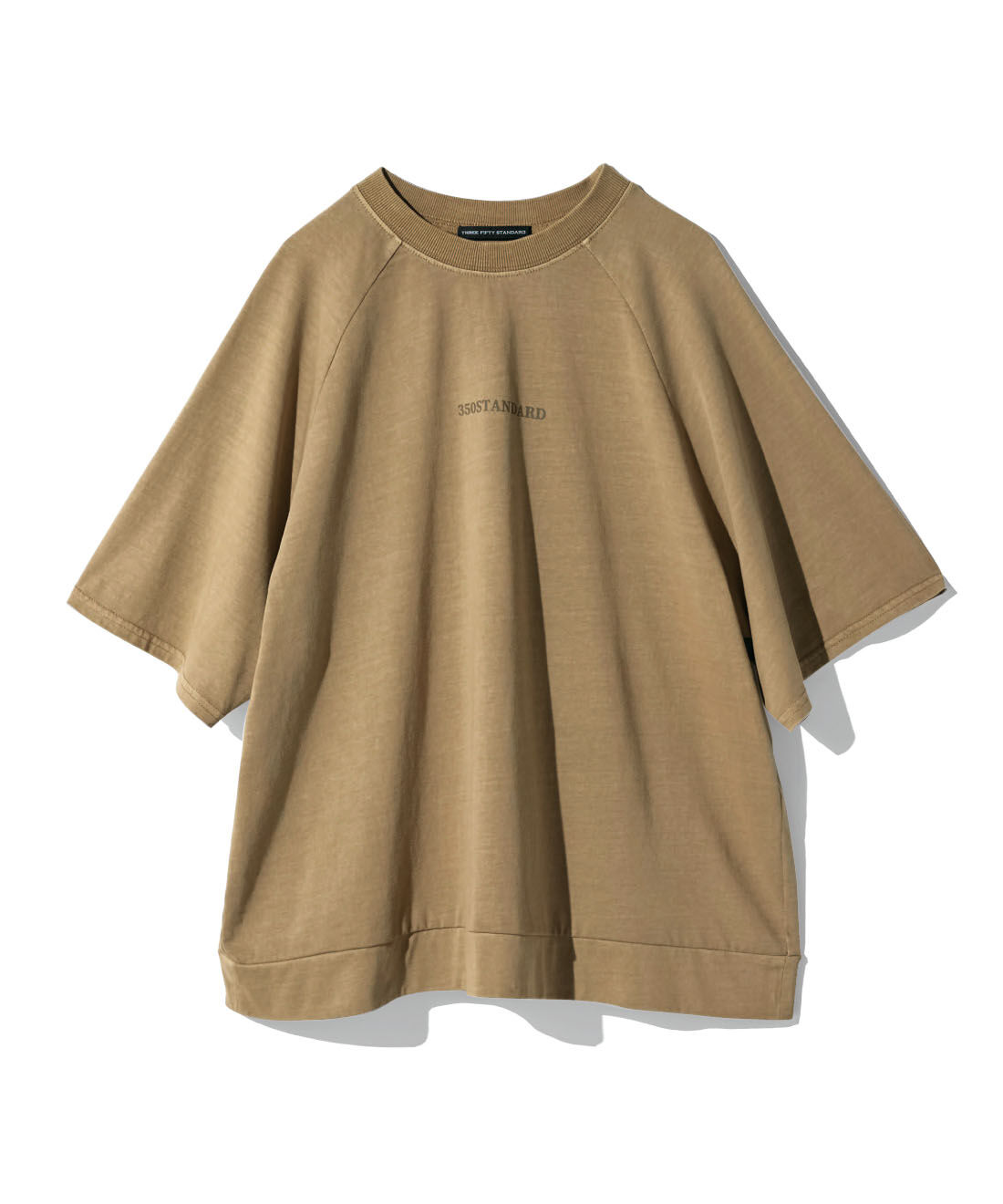 THREE FIFTY STANDARD|THREE FIFTY STANDARD　ピグメント加工のロゴプリントＴシャツの会|カーキベージュ