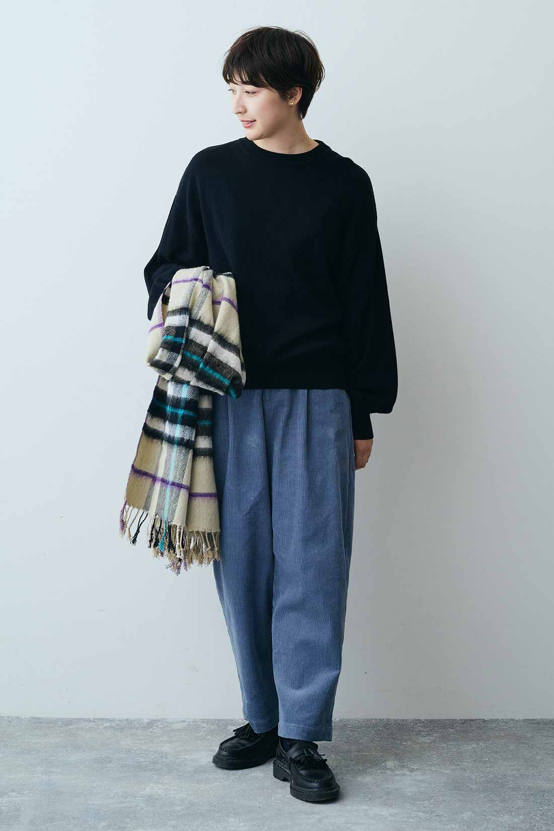 THREE FIFTY STANDARD|THREE FIFTY STANDARD ヘリンボーンのチェックストール〈ベージュ〉