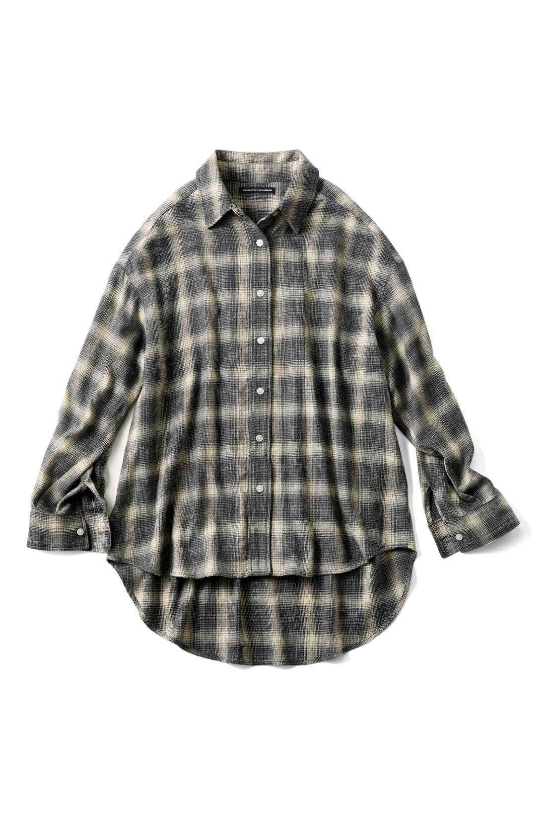 THREE FIFTY STANDARD|THREE FIFTY STANDARD オンブレチェックシャツ〈ブラック〉