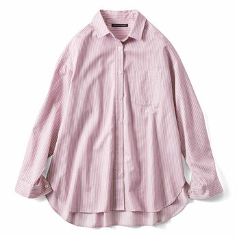 THREE FIFTY STANDARD | ピンクのストライプワイドシャツ