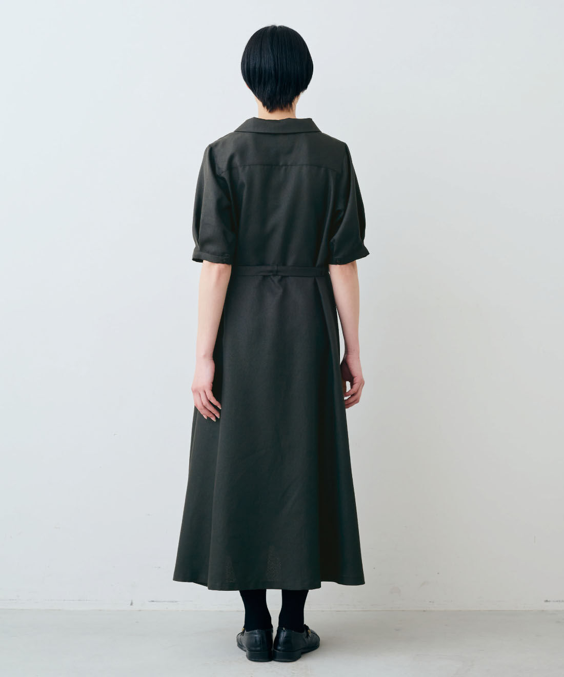 THREE FIFTY STANDARD|THREE FIFTY STANDARD　小谷 実由さんと作った 共ベルトのついたワンピース〈ブラック〉|モデル身長：163cm　着用サイズ：M