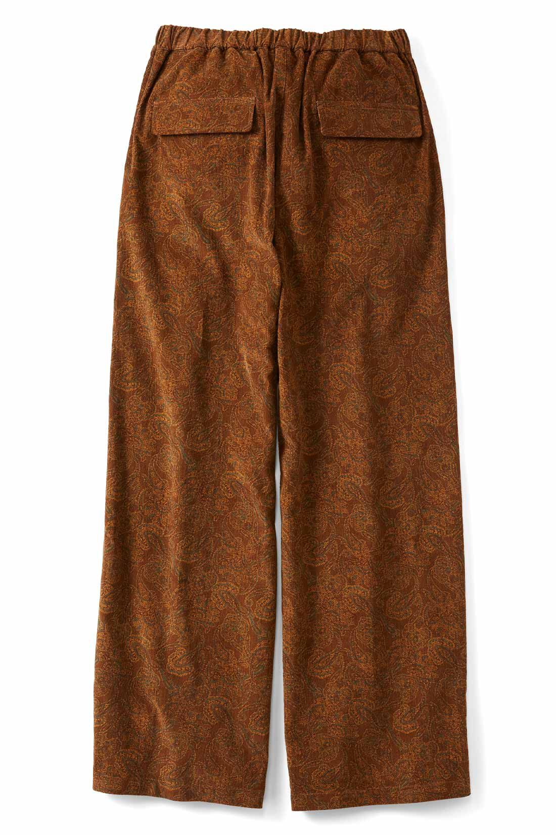 THREE FIFTY STANDARD|THREE FIFTY STANDARD ペイズリー柄の細コールパンツ〈ブラウン〉|BACK