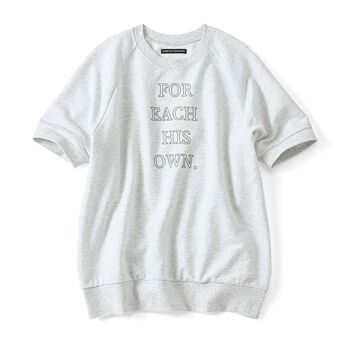 綿100％ 半袖 ミニ裏毛 ロゴトップス 〈オートミール〉