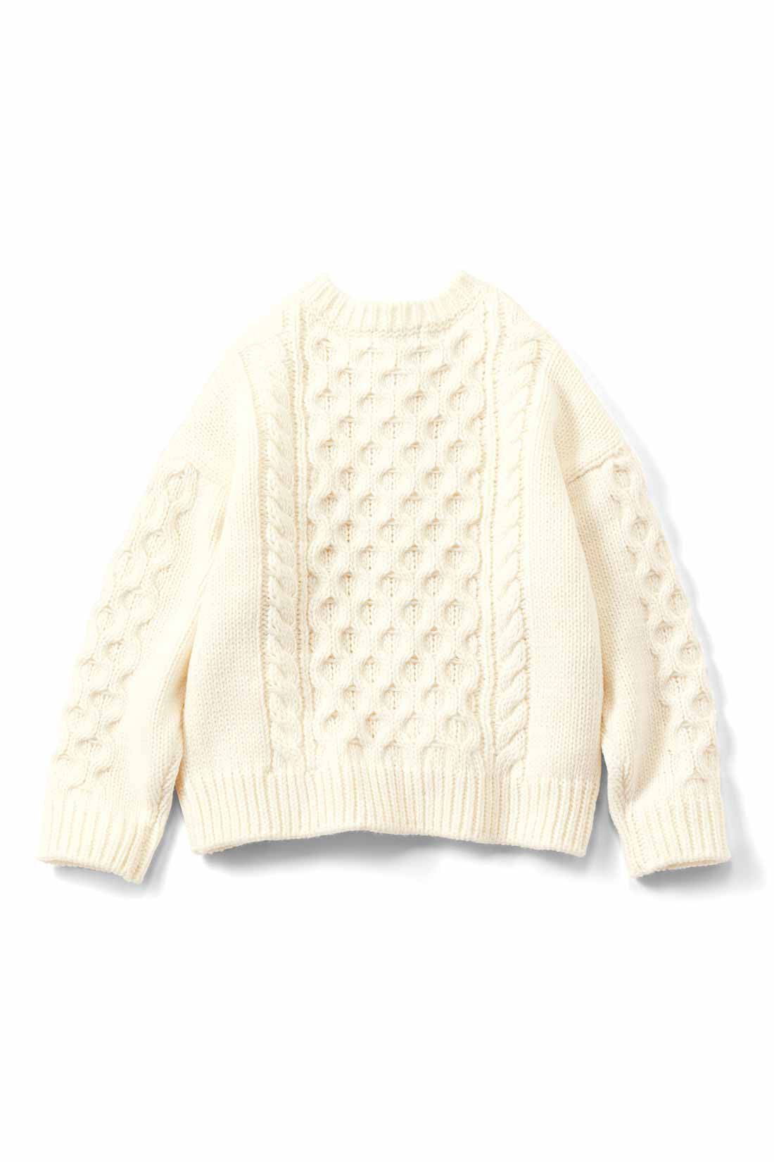 THREE FIFTY STANDARD［スリーフィフティースタンダード］|THREE FIFTY STANDARD ケーブルニットカーディガン〈アイボリー〉|BACK