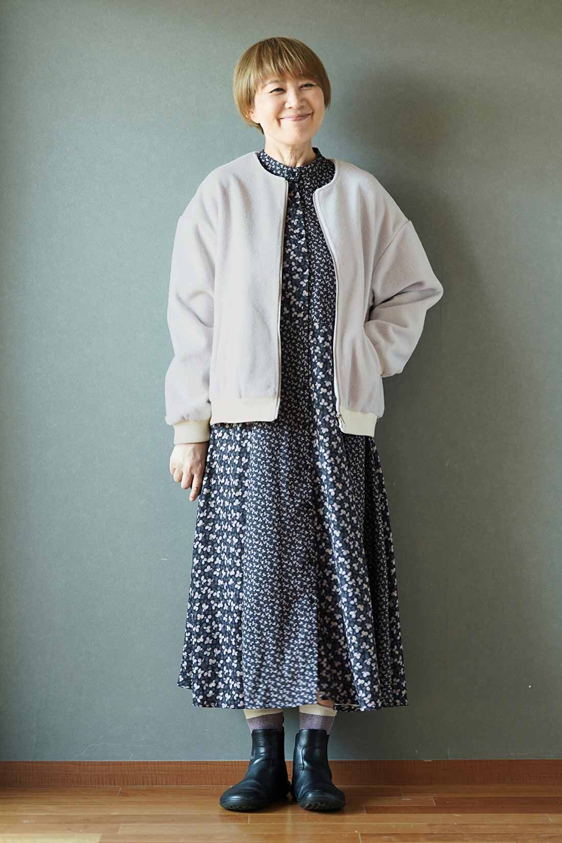 THREE FIFTY STANDARD|THREE FIFTY STANDARD　金子敦子さんと作った コート生地で仕立てたノーカラーブルゾン〈ライトグレー〉