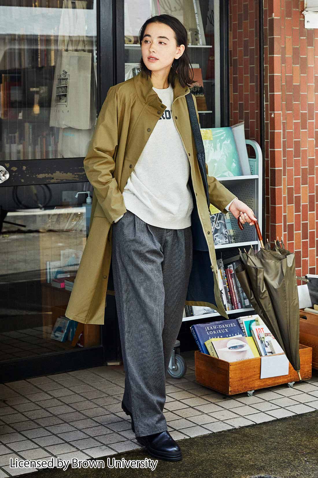 THREE FIFTY STANDARD|THREE FIFTY STANDARD スタンドカラーの撥水（はっすい）コート〈カーキベージュ〉
