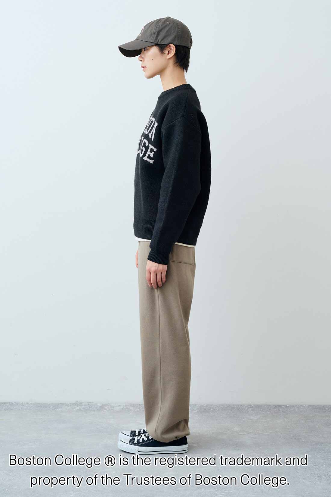 THREE FIFTY STANDARD|フライス編みのストレッチラグランスリーブTシャツの会と裏起毛カットソーパンツの会のコーディネート|モデル身長：163cm 着用サイズ：M