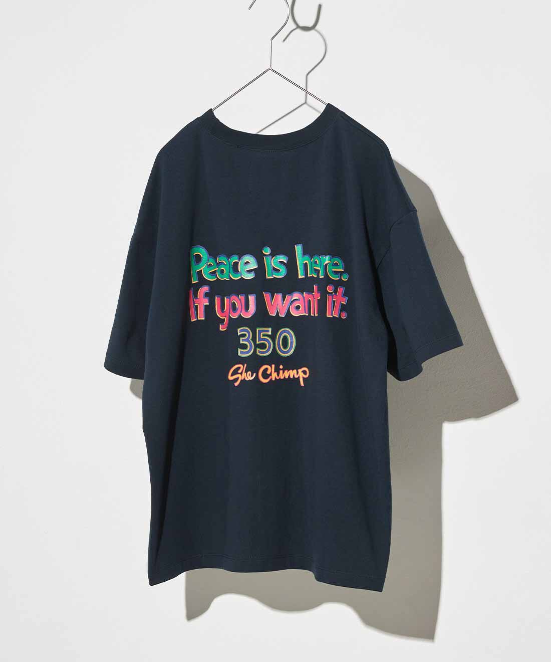 THREE FIFTY STANDARD［スリーフィフティースタンダード］|THREE FIFTY STANDARD She Chimp さんのタイポグラフィーTシャツ by LOVE＆PEACE PROJECT〈ネイビー〉|BACK