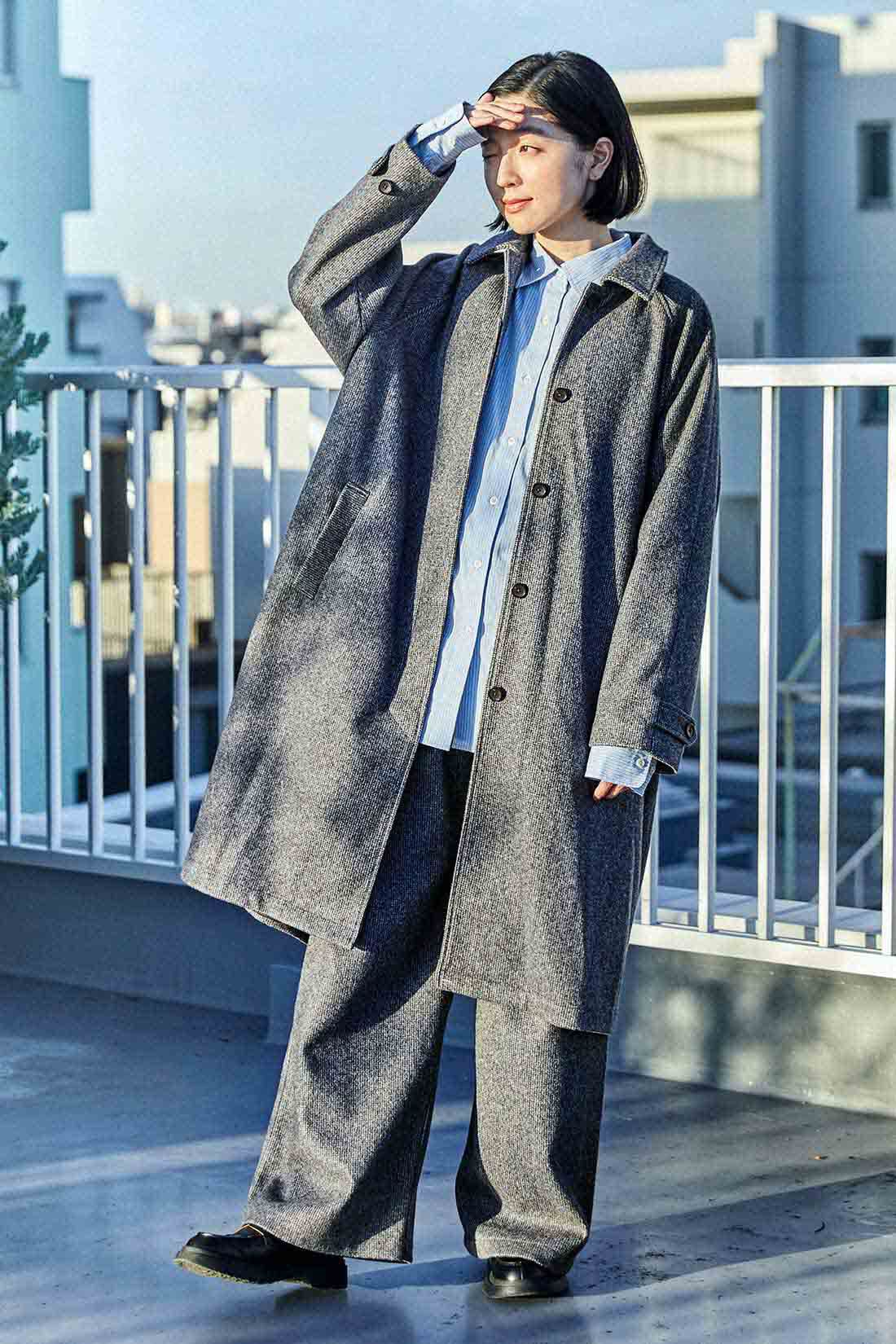 THREE FIFTY STANDARD［スリーフィフティースタンダード］|THREE FIFTY STANDARD　小谷 実由さんと作った 細かいチェック柄のワイドパンツ〈グレー〉