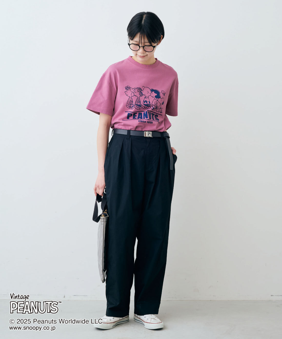 THREE FIFTY STANDARD|PEANUTS 〈スヌーピー＆フレンズ〉 綿100％ ロゴプリント Tシャツのコーディネート