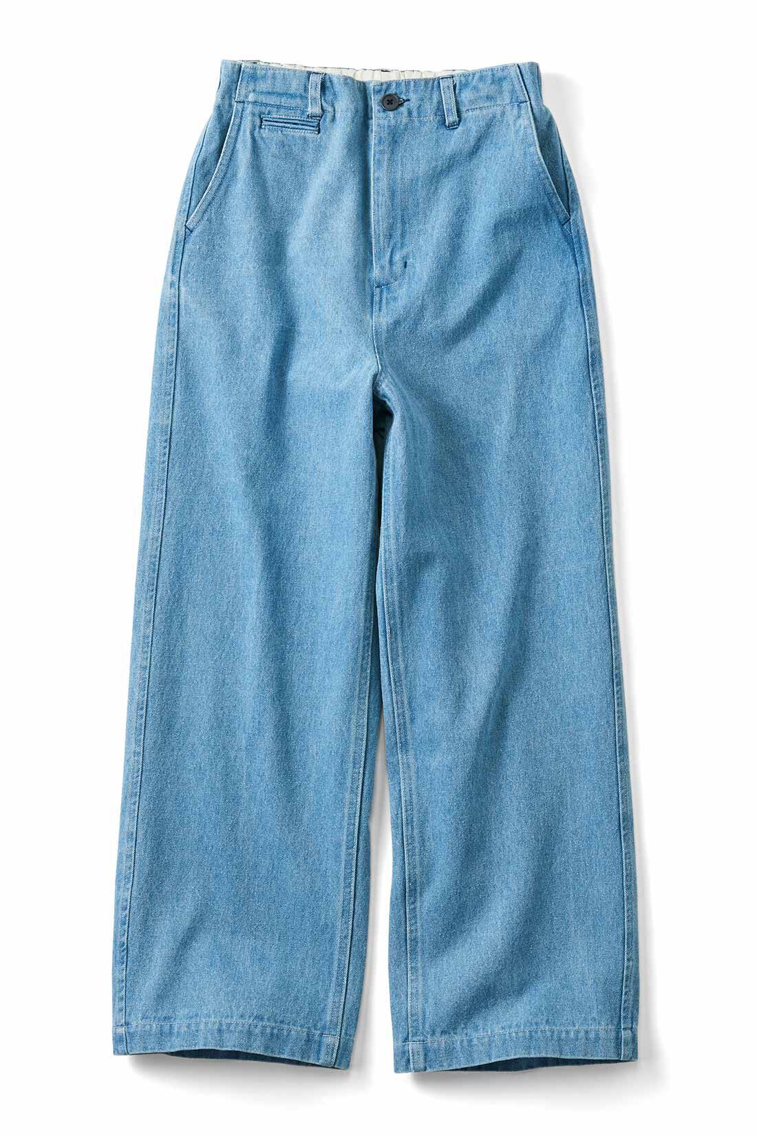 THREE FIFTY STANDARD|THREE FIFTY STANDARD ブリーチ加工をほどこした デニムワイドパンツ