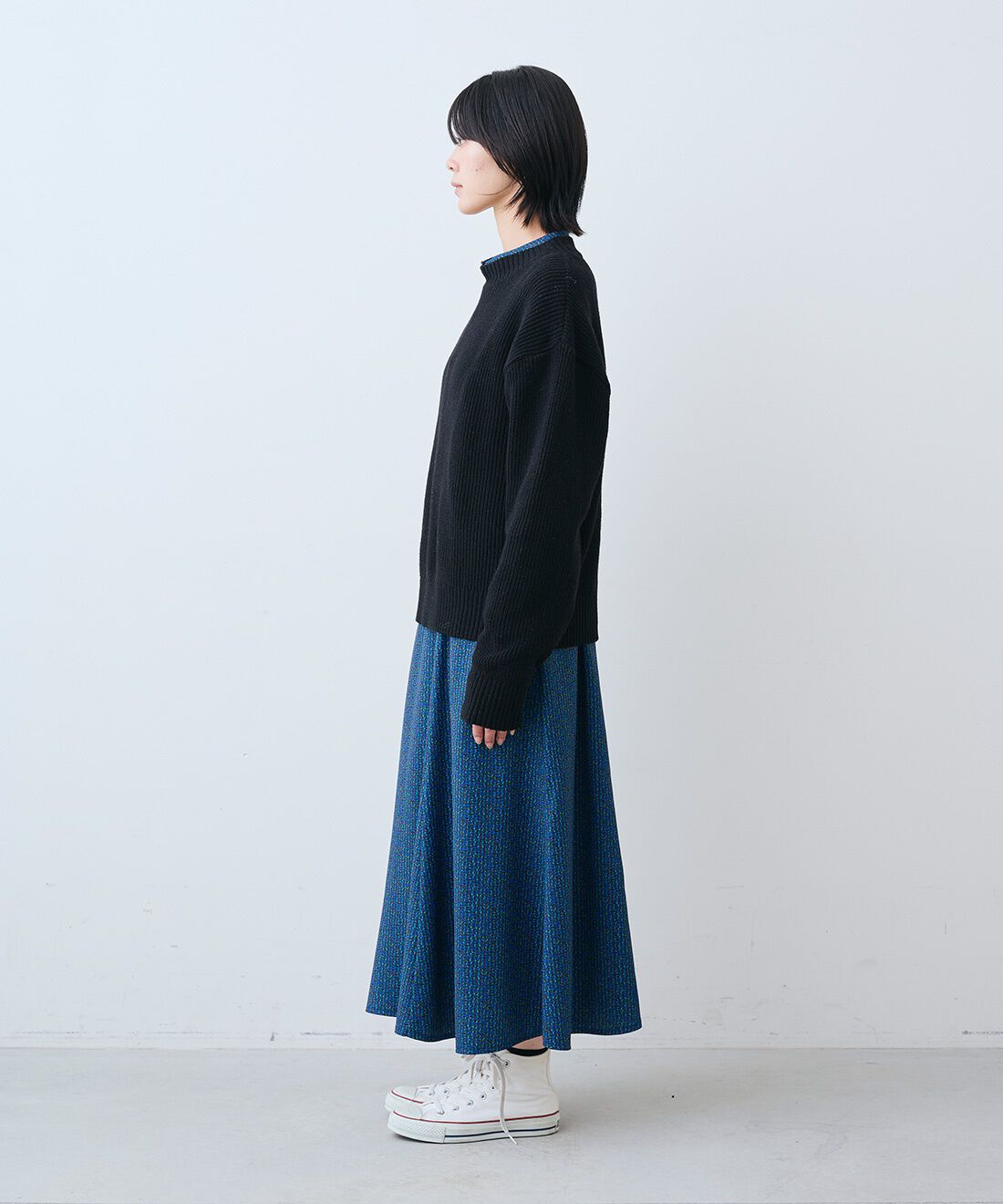 THREE FIFTY STANDARD|日本製リサイクル素材ニットセーター〈ブラック〉のコーディネート