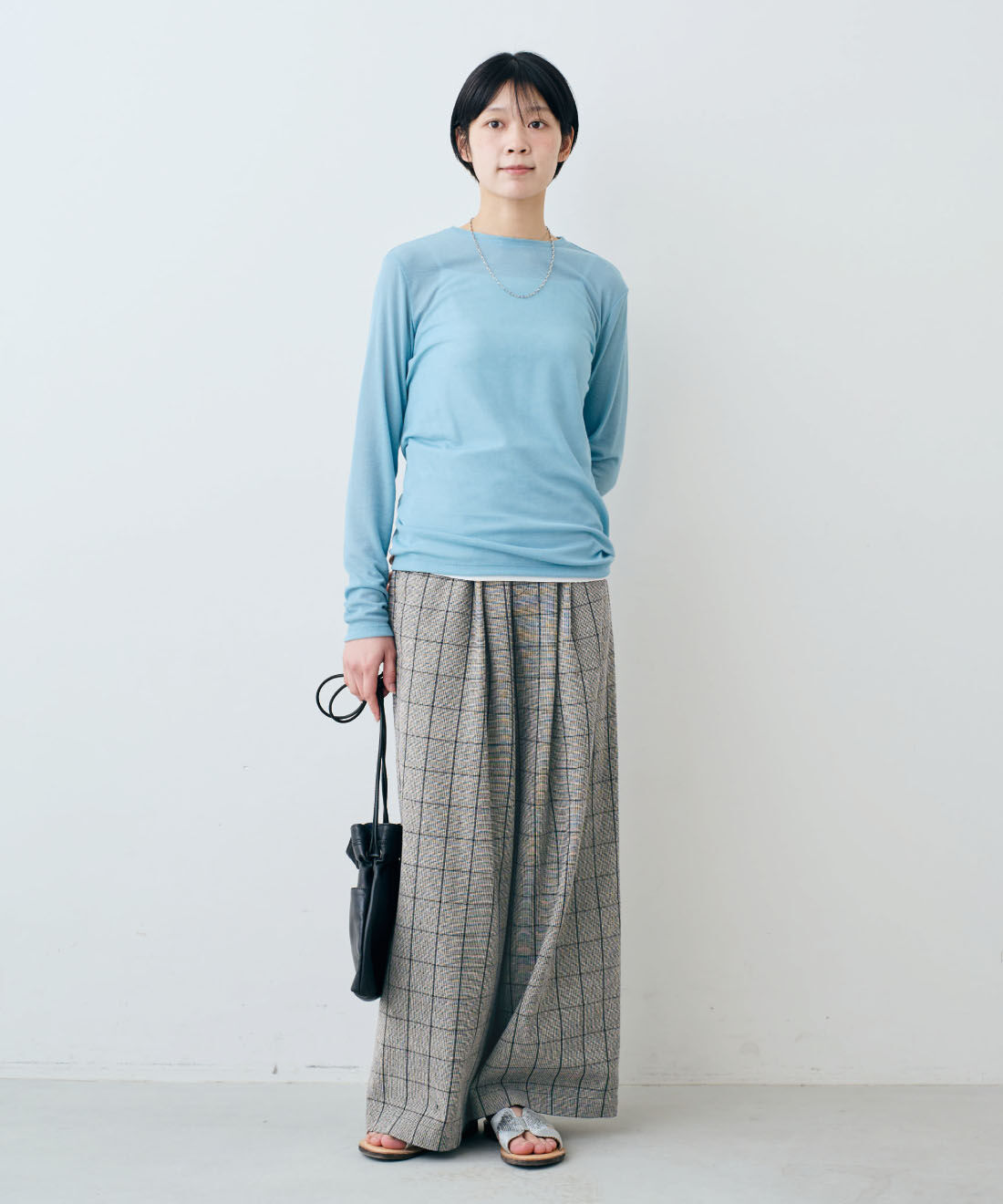 THREE FIFTY STANDARD|THREE FIFTY STANDARD　日本製の2-WAYチェーンネックレス|モデル身長：163cm　着用サイズ：M