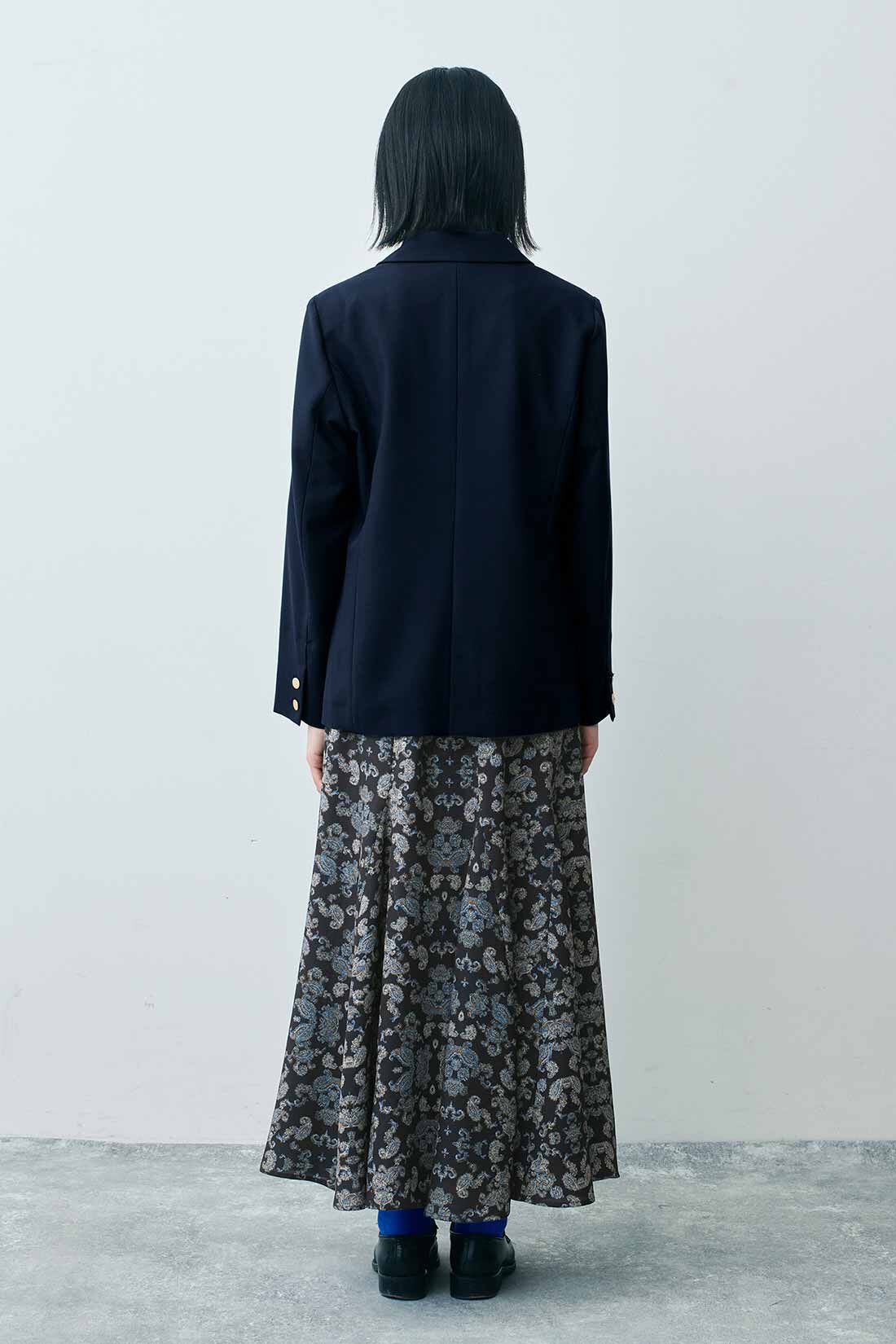 THREE FIFTY STANDARD|THREE FIFTY STANDARD ダブルフロントジャケット〈ネイビー〉|モデル身長：163cm 着用サイズ：M