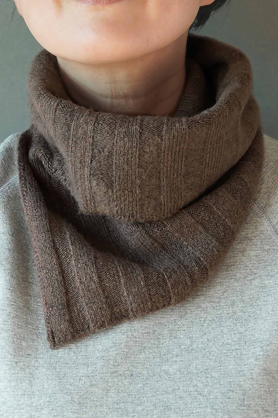 THREE FIFTY STANDARD|THREE FIFTY STANDARD 金子敦子さんと作った ワイドリブ編みのネックウォーマー〈ブラウン〉