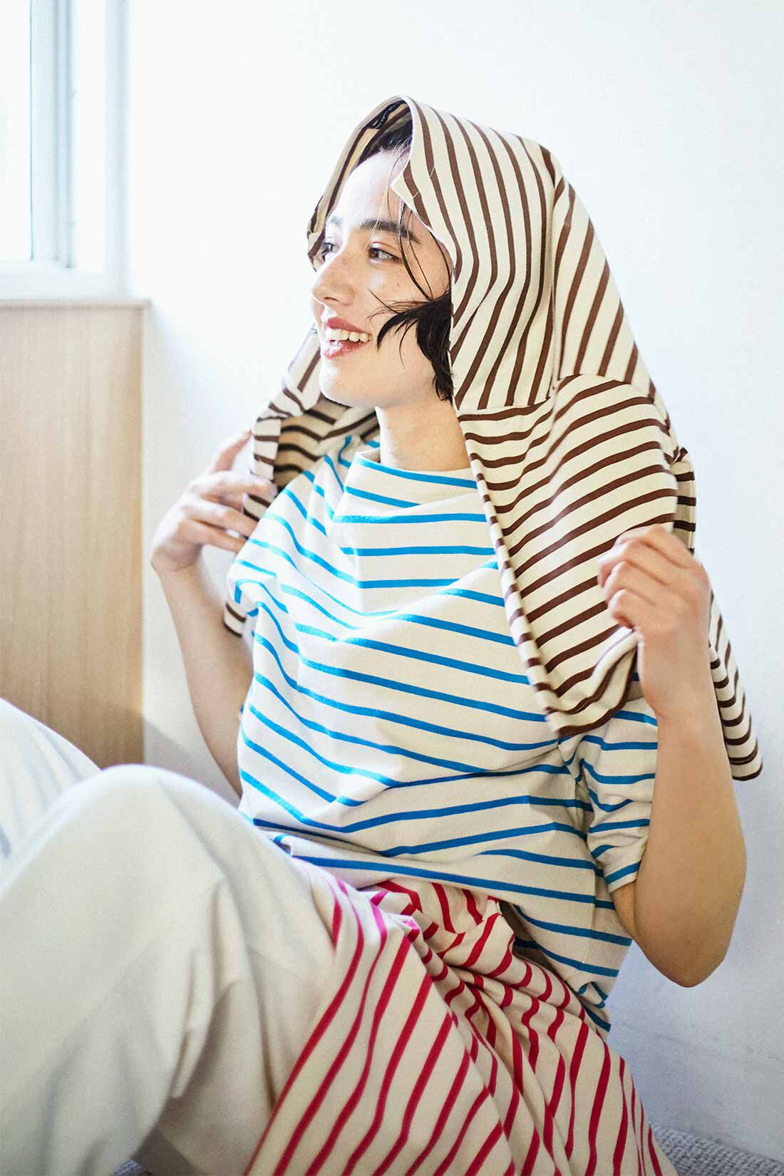THREE FIFTY STANDARD|THREE FIFTY STANDARD ドロップショルダーのボーダーTシャツの会