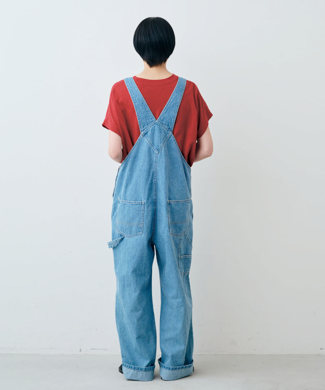 THREE FIFTY STANDARD［スリーフィフティースタンダード］|麻混 天じく フレンチスリーブ Tシャツ 〈レッド〉のコーディネート