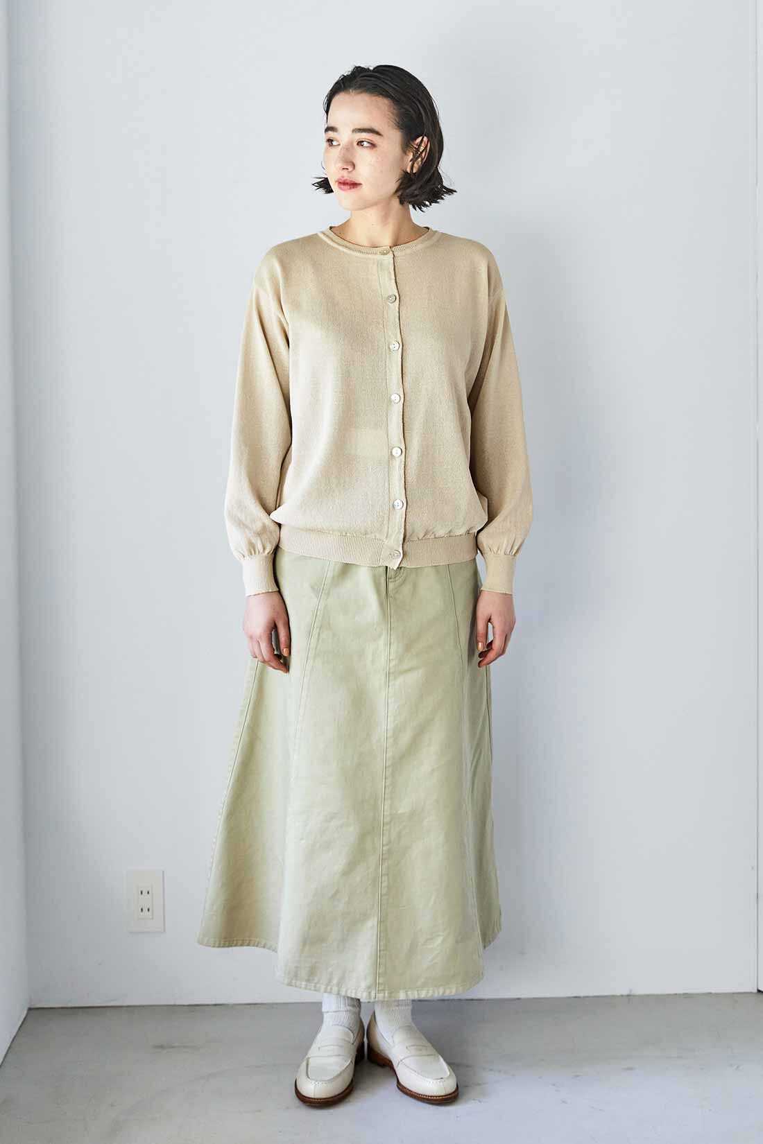 THREE FIFTY STANDARD|THREE FIFTY STANDARD 和紙をブレンドしたクルーネックカーディガン〈ベージュ〉