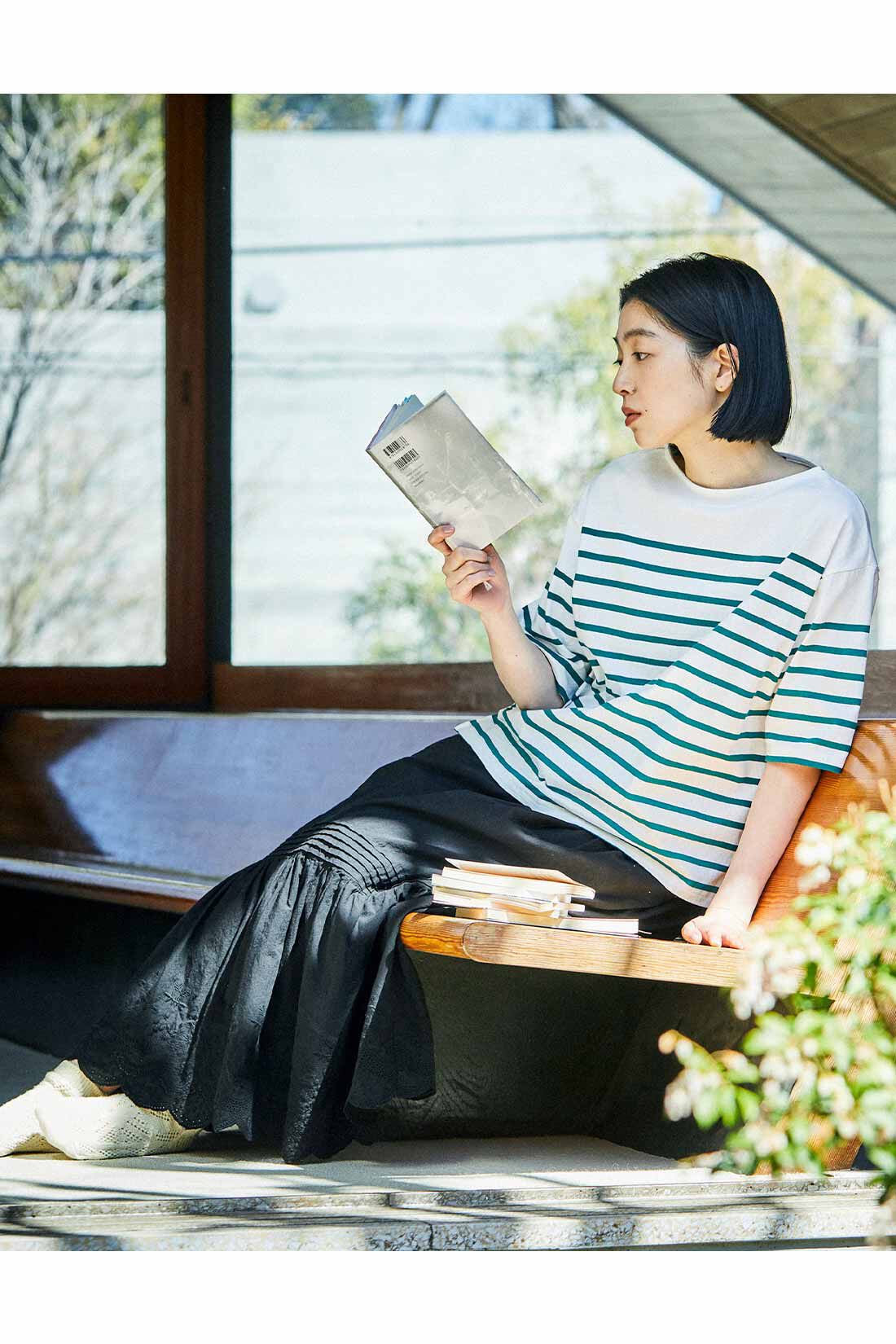 THREE FIFTY STANDARD|THREE FIFTY STANDARD コットンレースのスカート〈ブラック〉