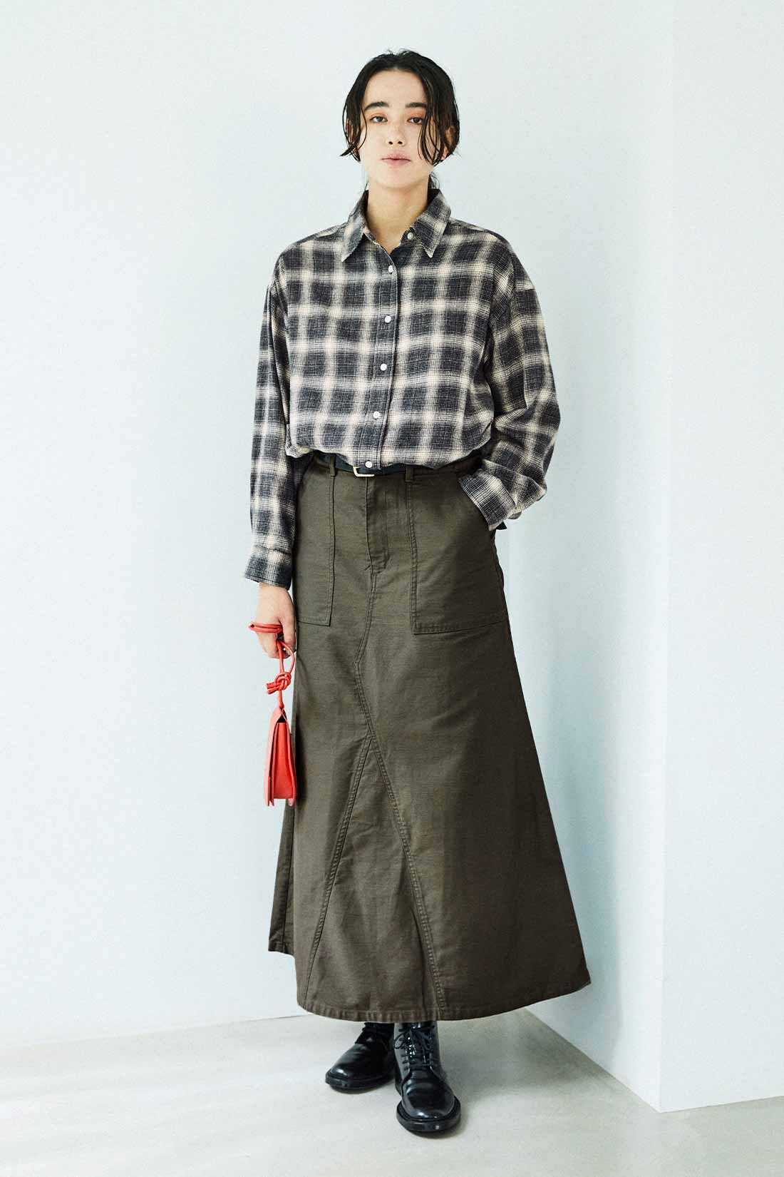 THREE FIFTY STANDARD|THREE FIFTY STANDARD オンブレチェックシャツ〈ブラック〉