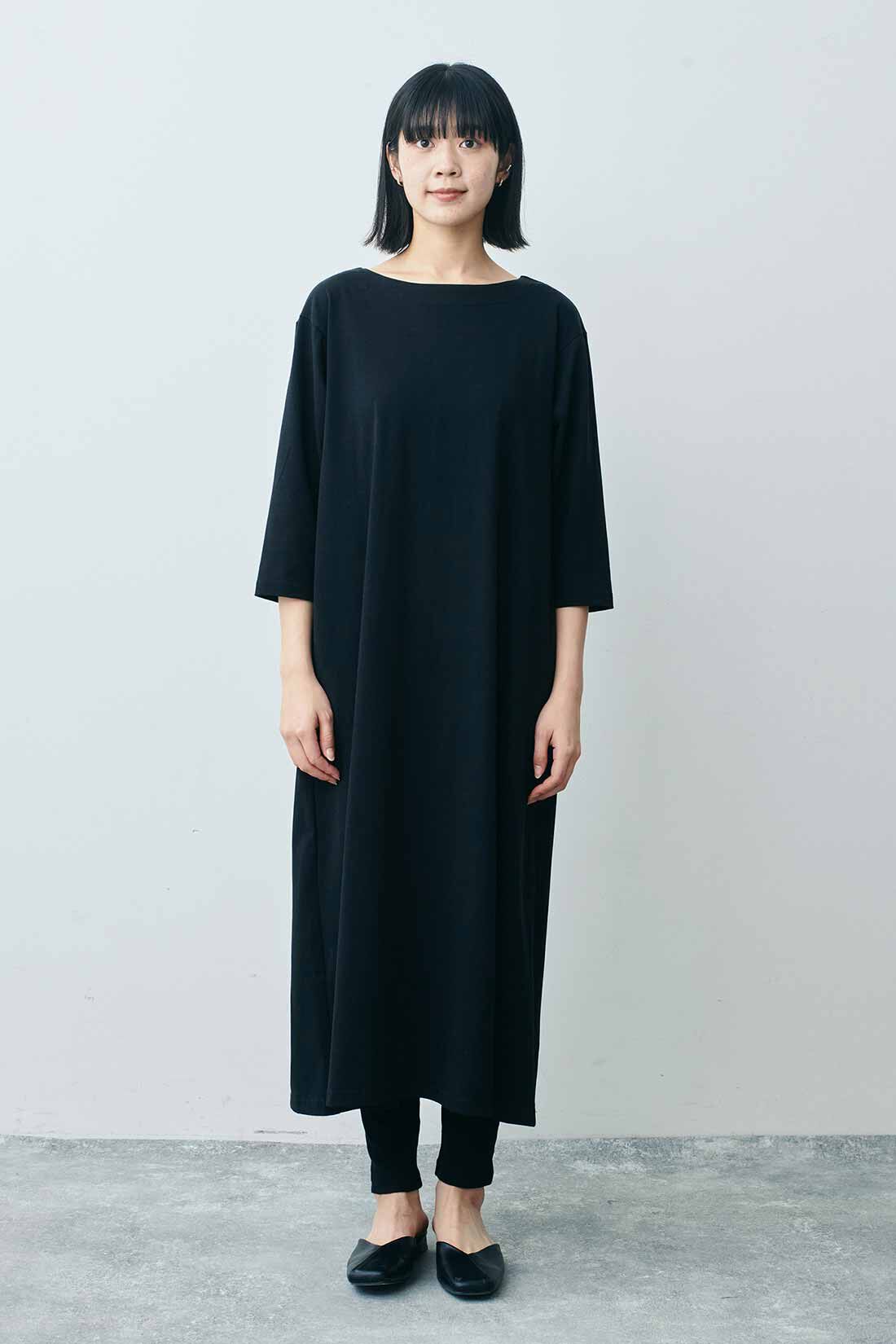 THREE FIFTY STANDARD|THREE FIFTY STANDARD やわらかな風合いのフライス編みレギンスの会|モデル身長：163cm 着用サイズ：M