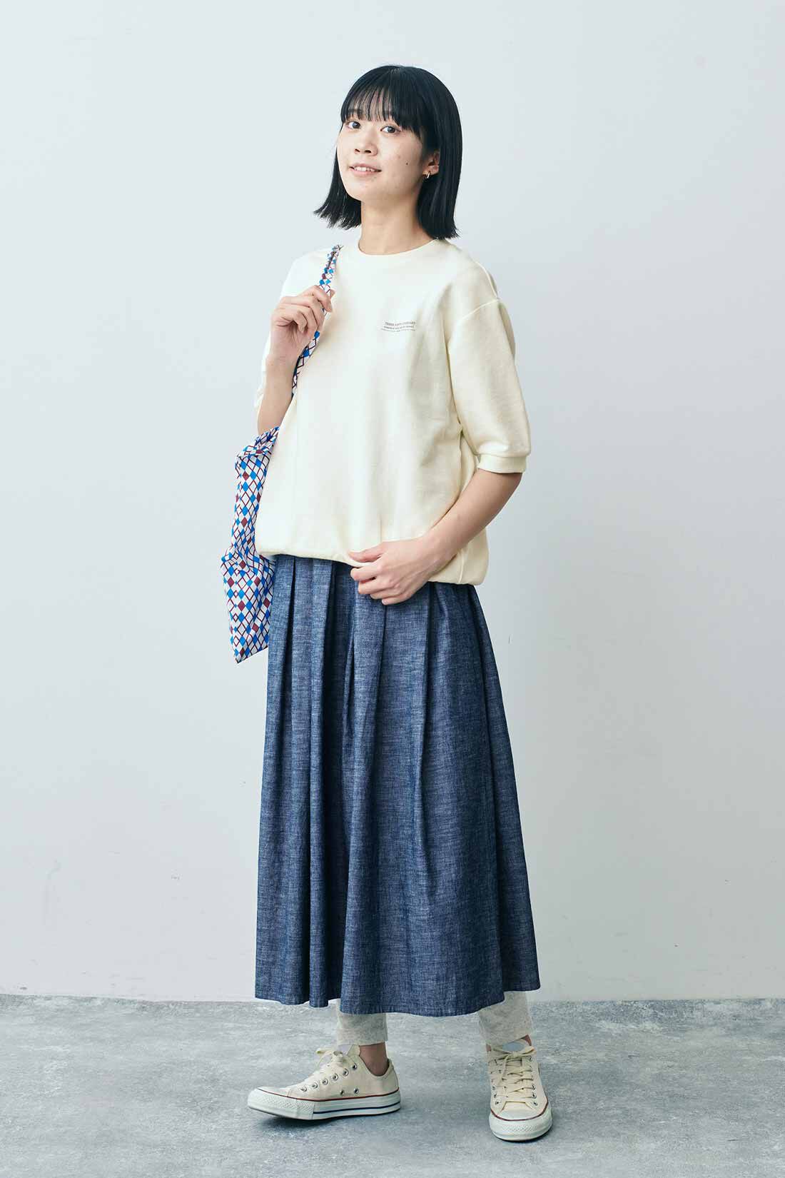 THREE FIFTY STANDARD|THREE FIFTY STANDARD やわらかな風合いのフライス編みレギンスの会|モデル身長：163cm 着用サイズ：M
