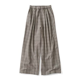 綿100％ モノトーンチェック ワイドパンツ