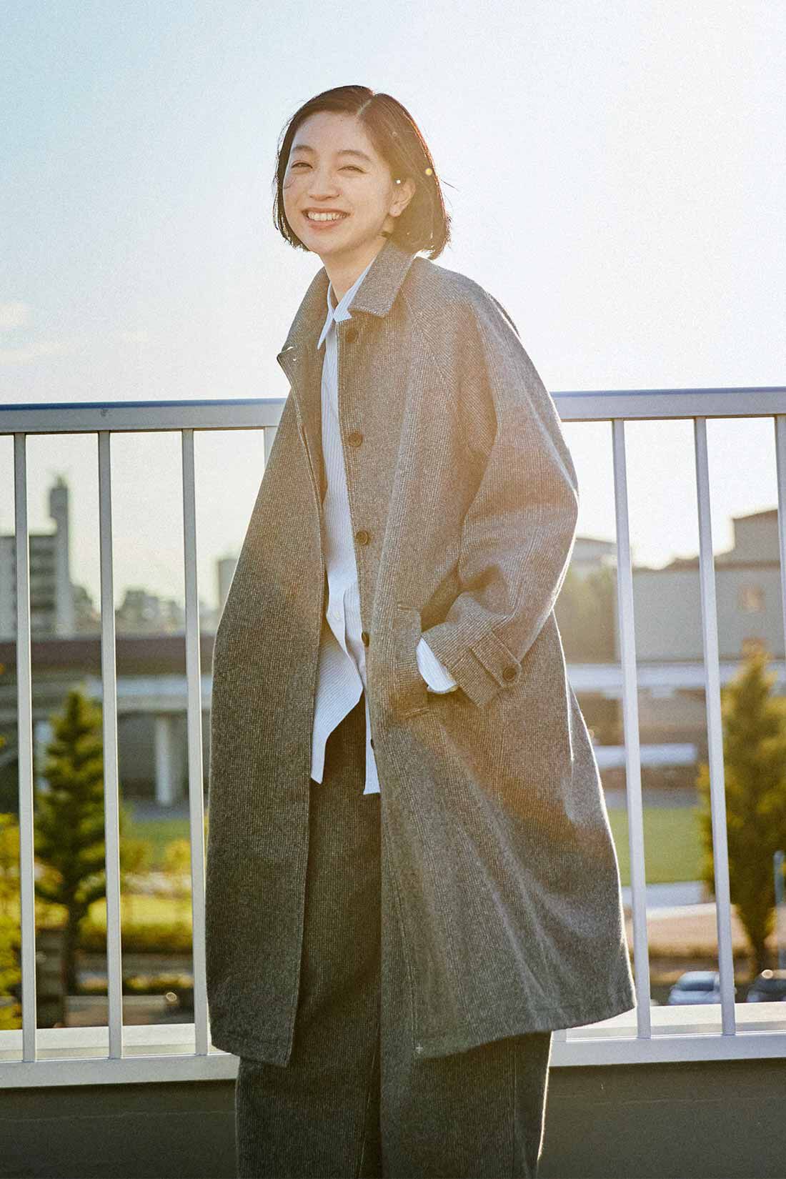THREE FIFTY STANDARD|THREE FIFTY STANDARD　小谷 実由さんと作った 細かいチェック柄のアンクルコート〈グレー〉