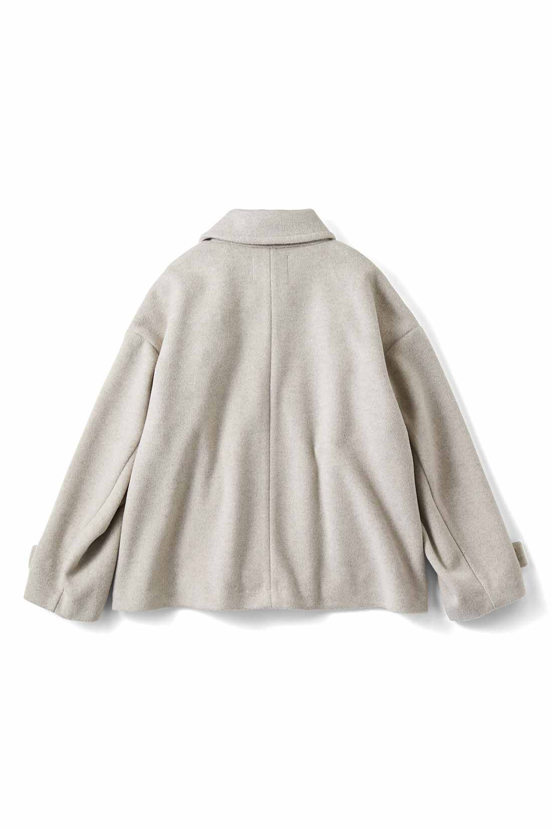 THREE FIFTY STANDARD|THREE FIFTY STANDARD ショート丈のPコート〈ライト杢（もく）グレー〉|BACK