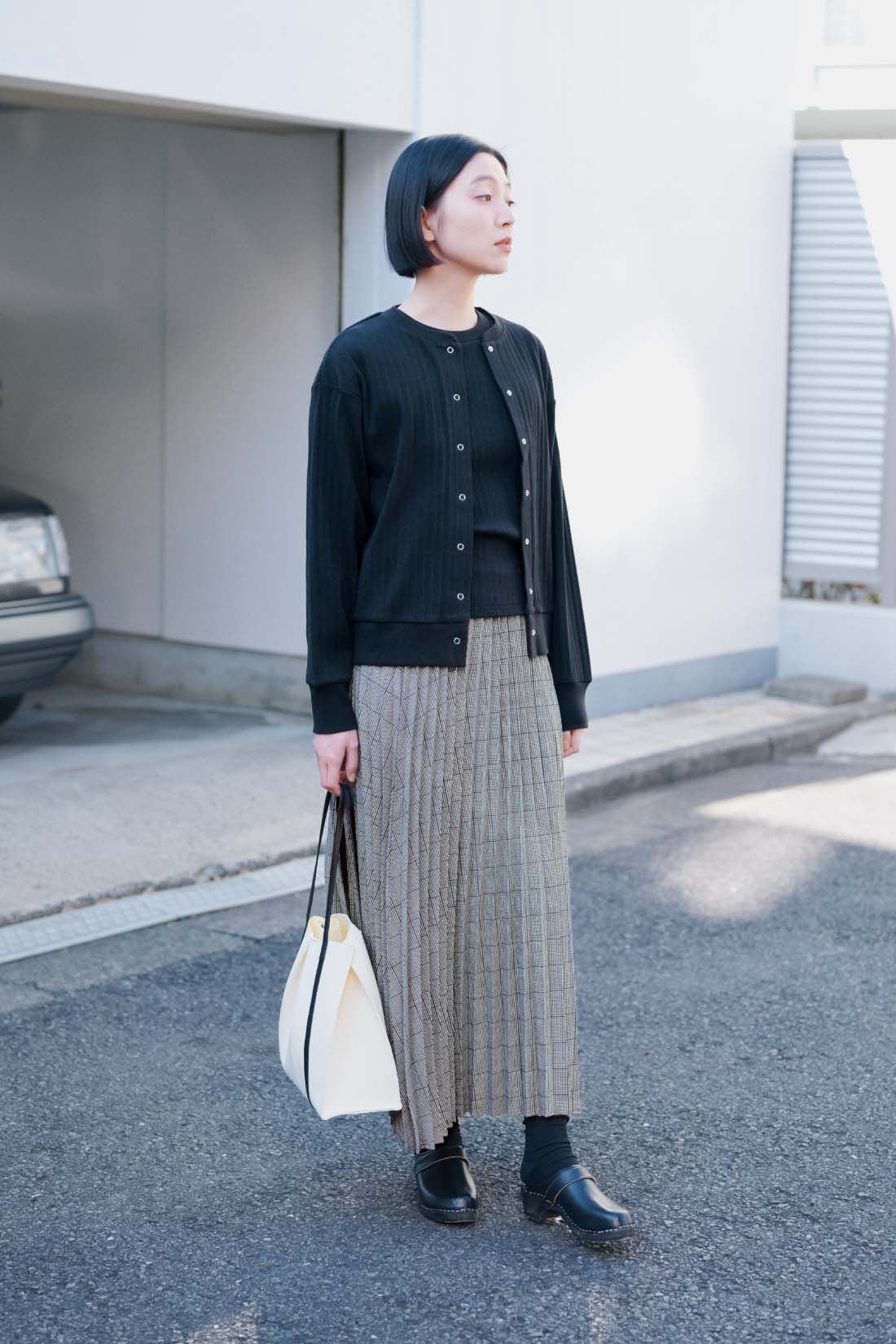 THREE FIFTY STANDARD|THREE FIFTY STANDARD　針抜きテレコのカットソーアンサンブル〈ブラック〉