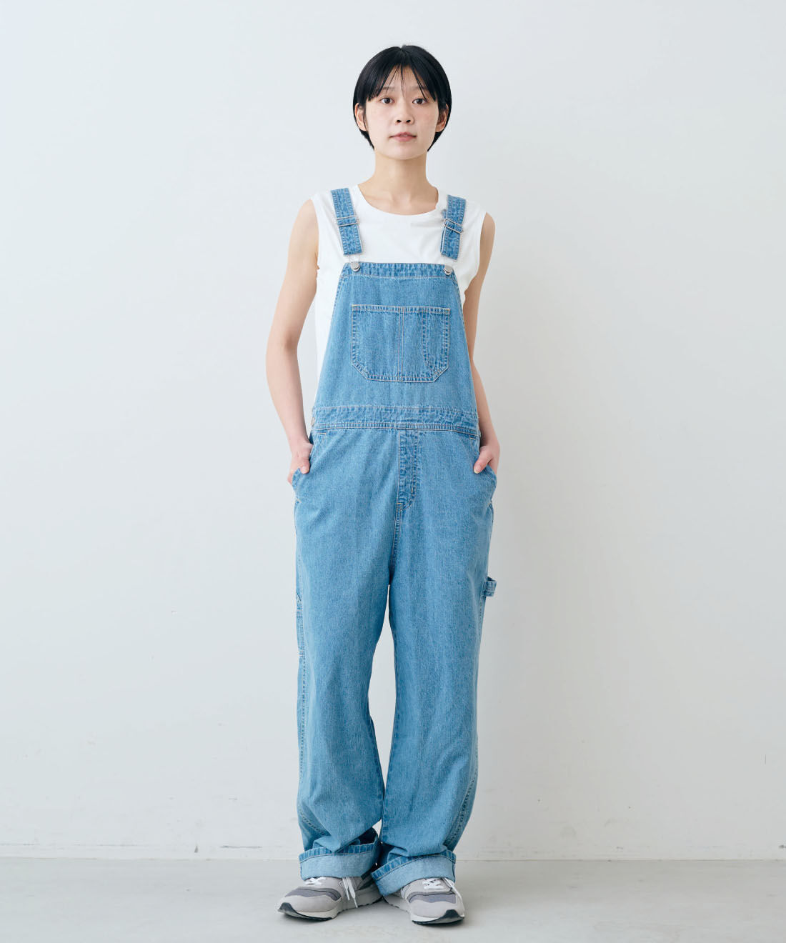 THREE FIFTY STANDARD|THREE FIFTY STANDARD　シルケット加工のタンクトップの会|モデル身長：163cm　着用サイズ：M