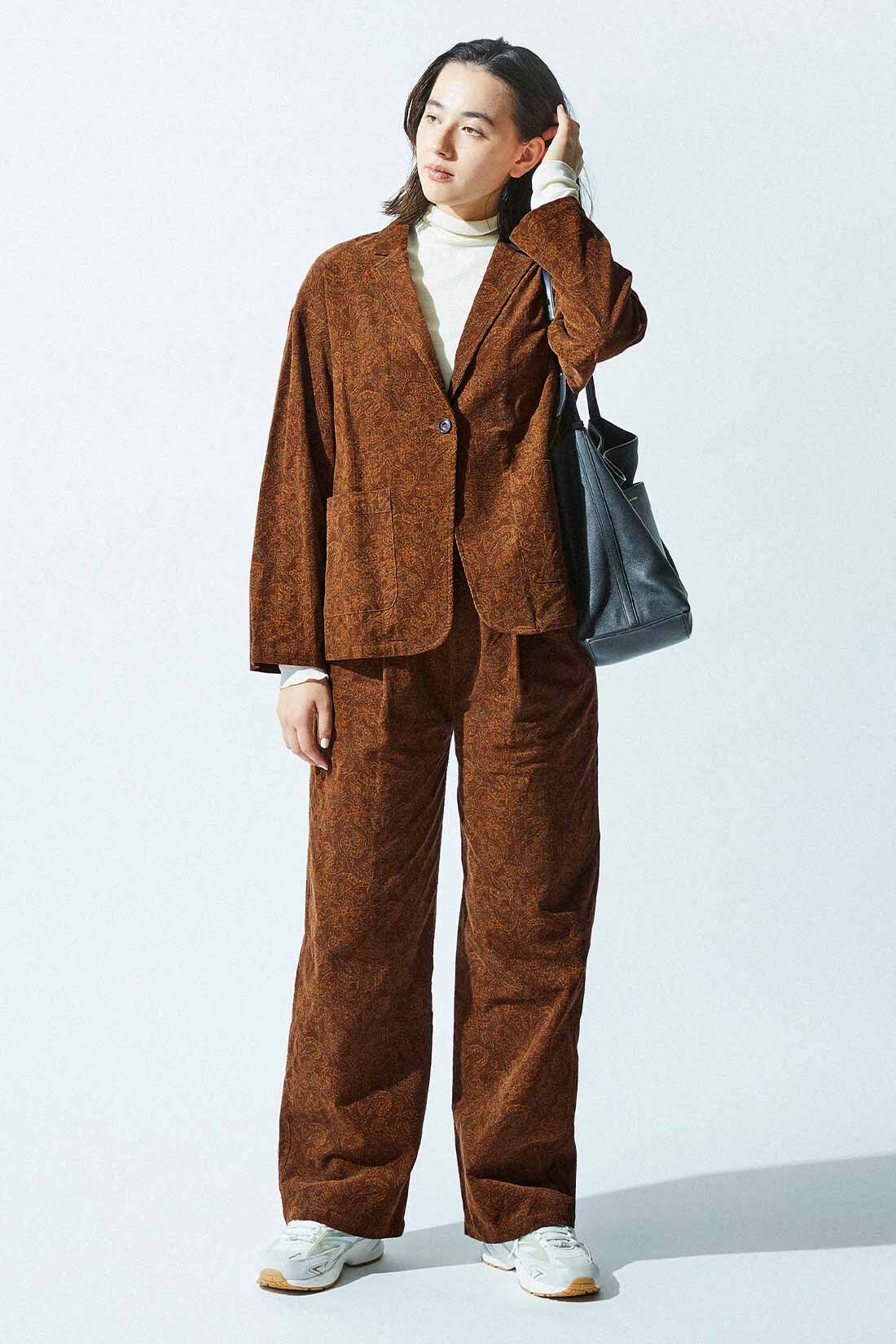 THREE FIFTY STANDARD|ペイズリー柄の細コールジャケットＢＲ　ＴＦＳのコーディネート