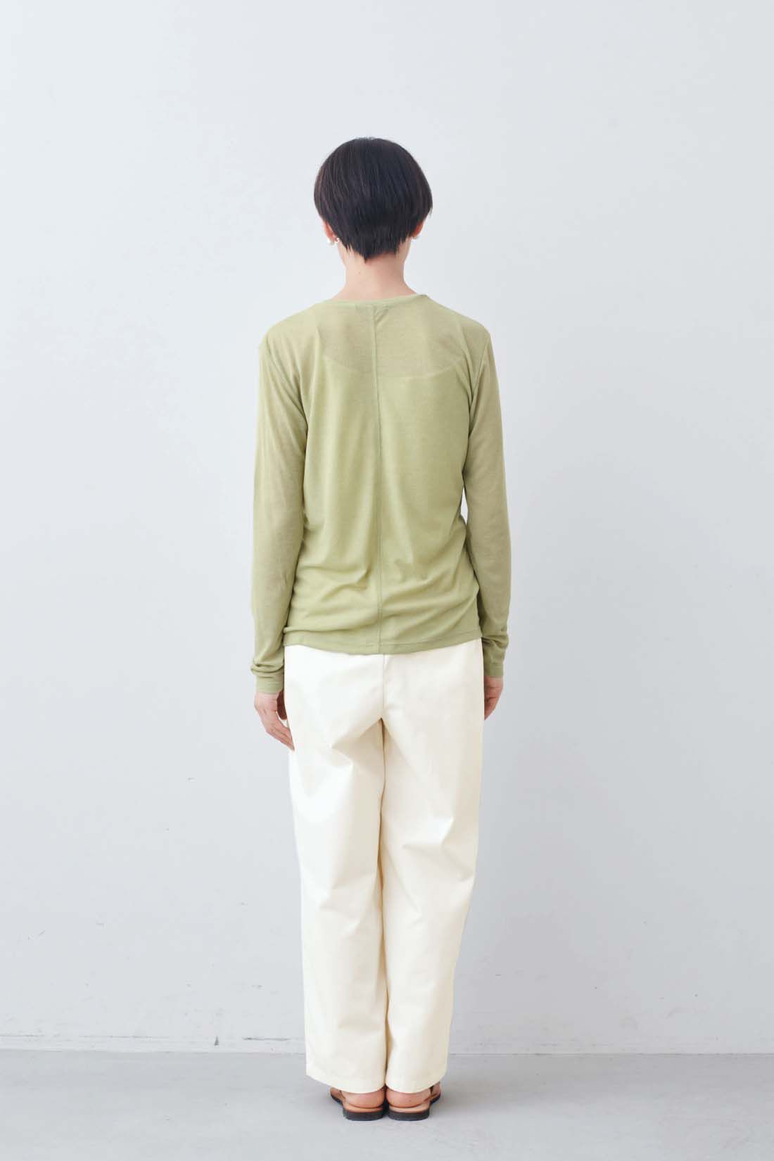 THREE FIFTY STANDARD［スリーフィフティースタンダード］|THREE FIFTY STANDARD　シアーなカットソートップスの会|モデル身長：163cm　着用サイズ：M
