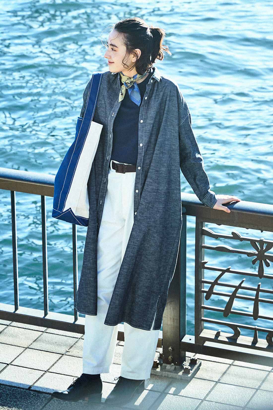 THREE FIFTY STANDARD|THREE FIFTY STANDARD ホワイトデニムのワイドテーパードパンツ