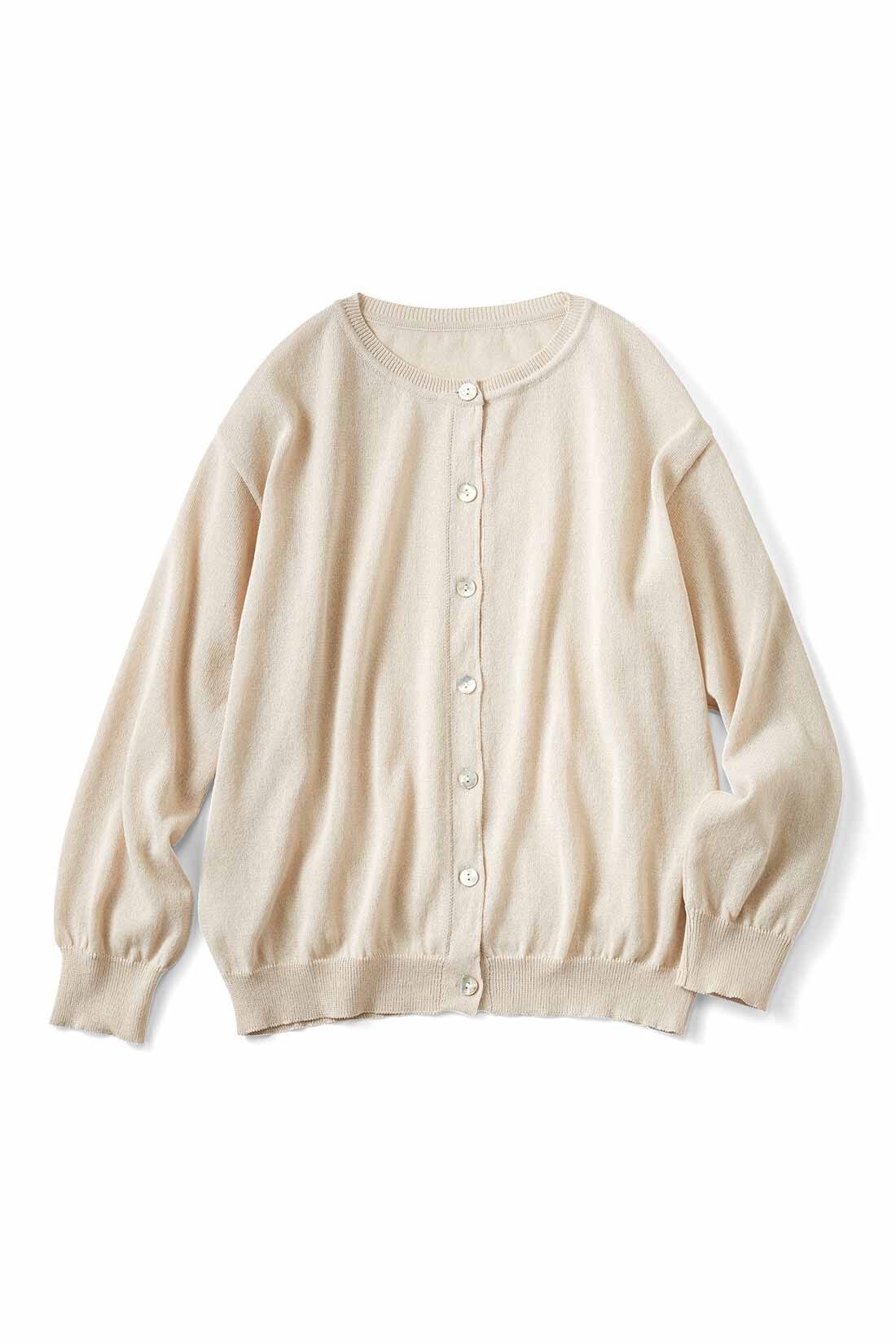 THREE FIFTY STANDARD|THREE FIFTY STANDARD 和紙をブレンドしたクルーネックカーディガン〈ベージュ〉